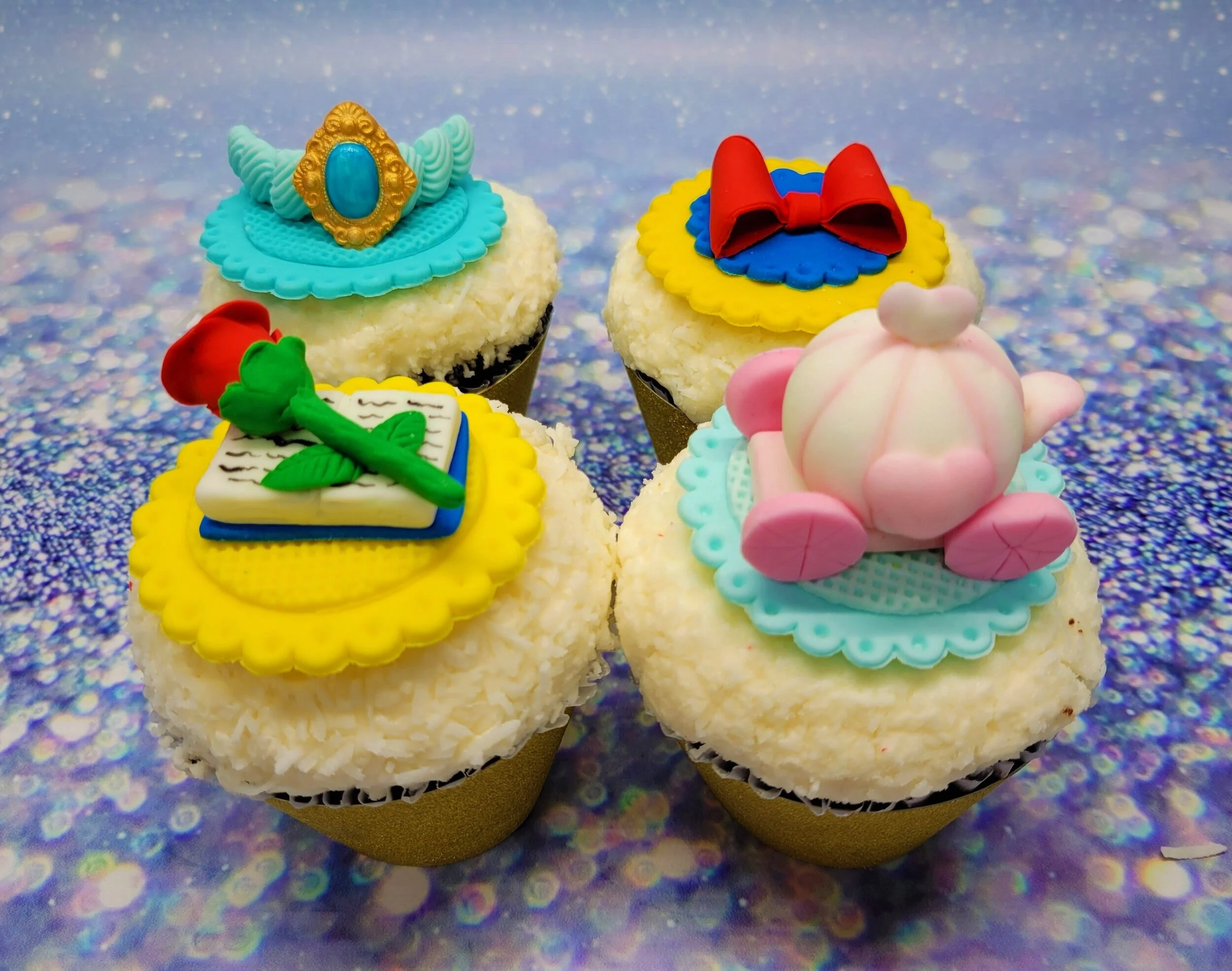 Pocahontas Belle Snow White Carriage cupcake topper 