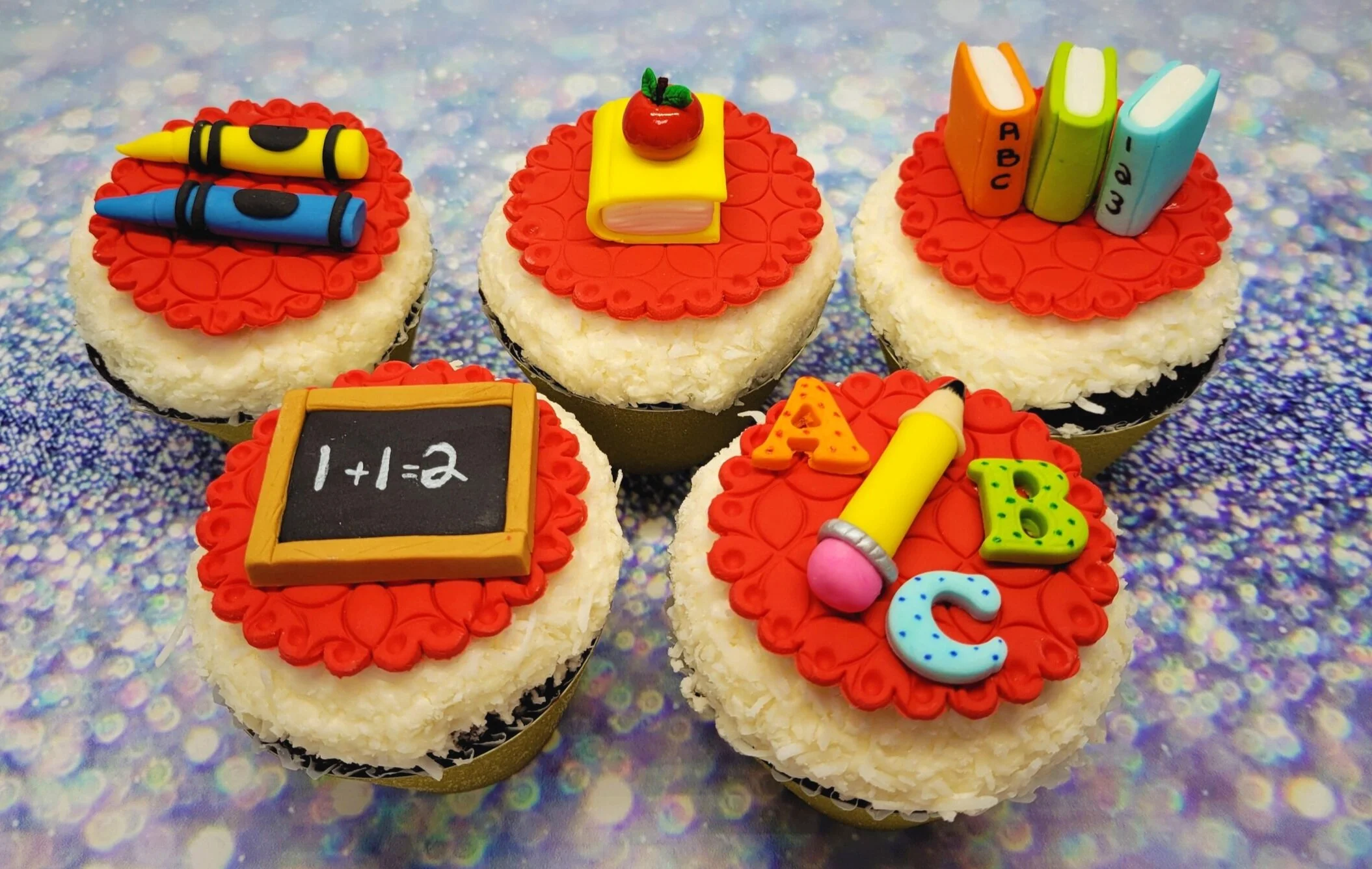 Crayon book chalkboard ABC cupcake toppers