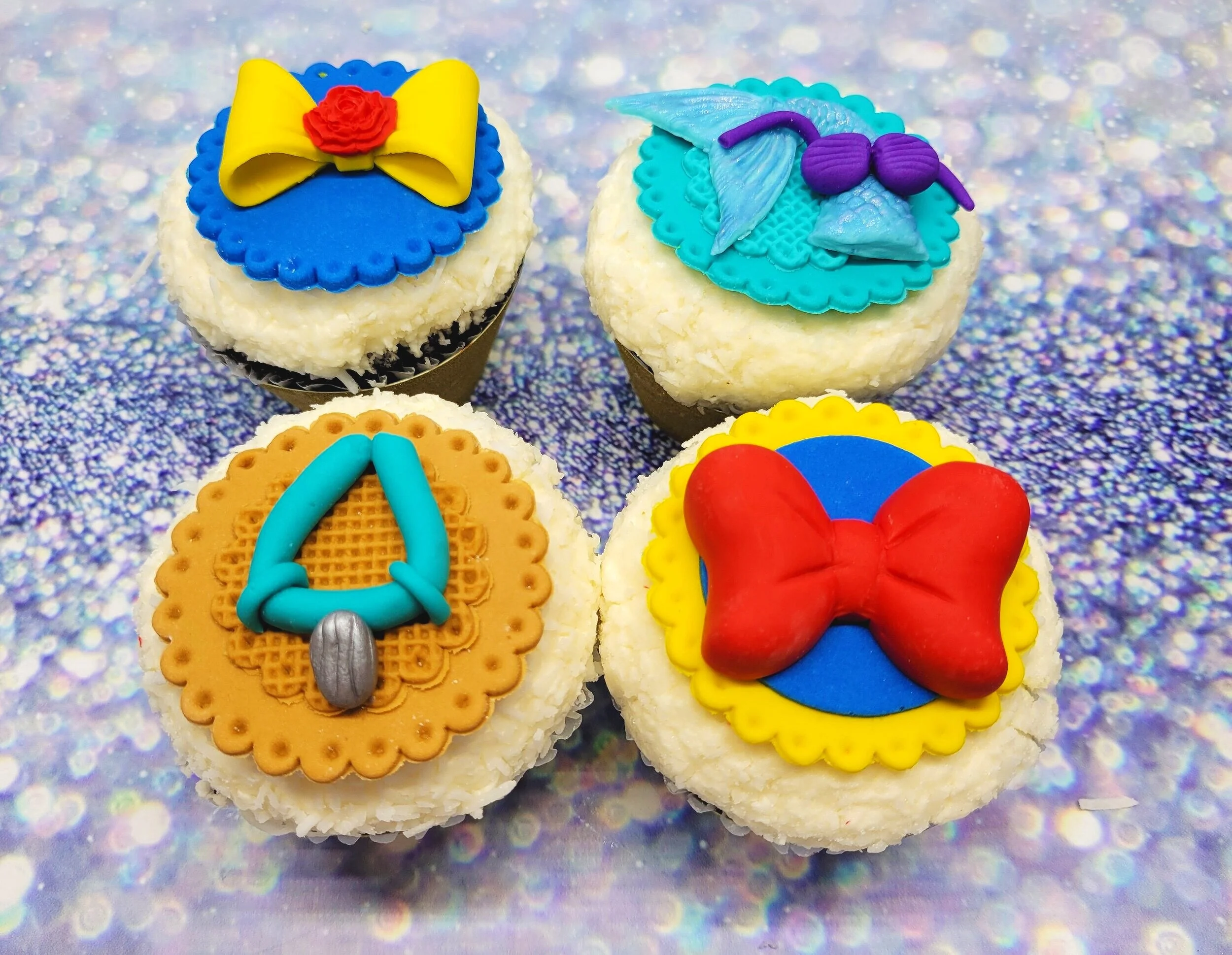 Snow White Ariel Pocahontas Belle cupcake toppers 