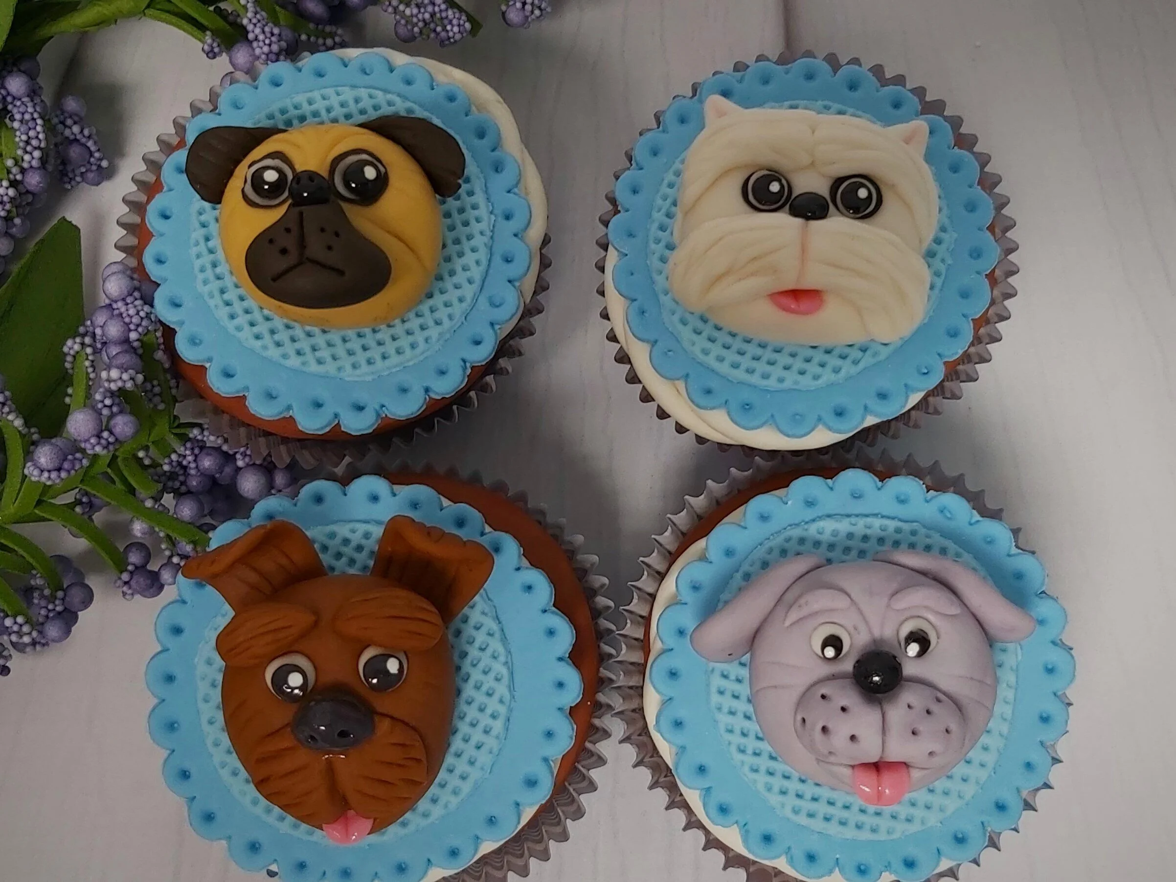 Dog face cupcake toppers