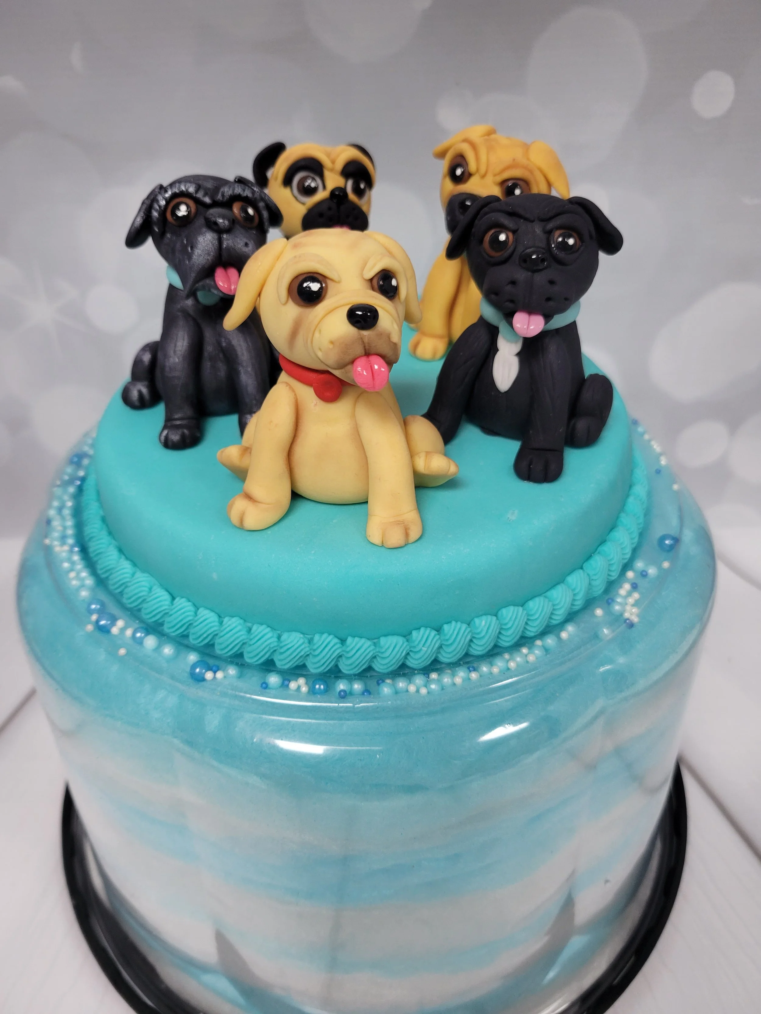 Pug rescue cake topper & cotton candy cake