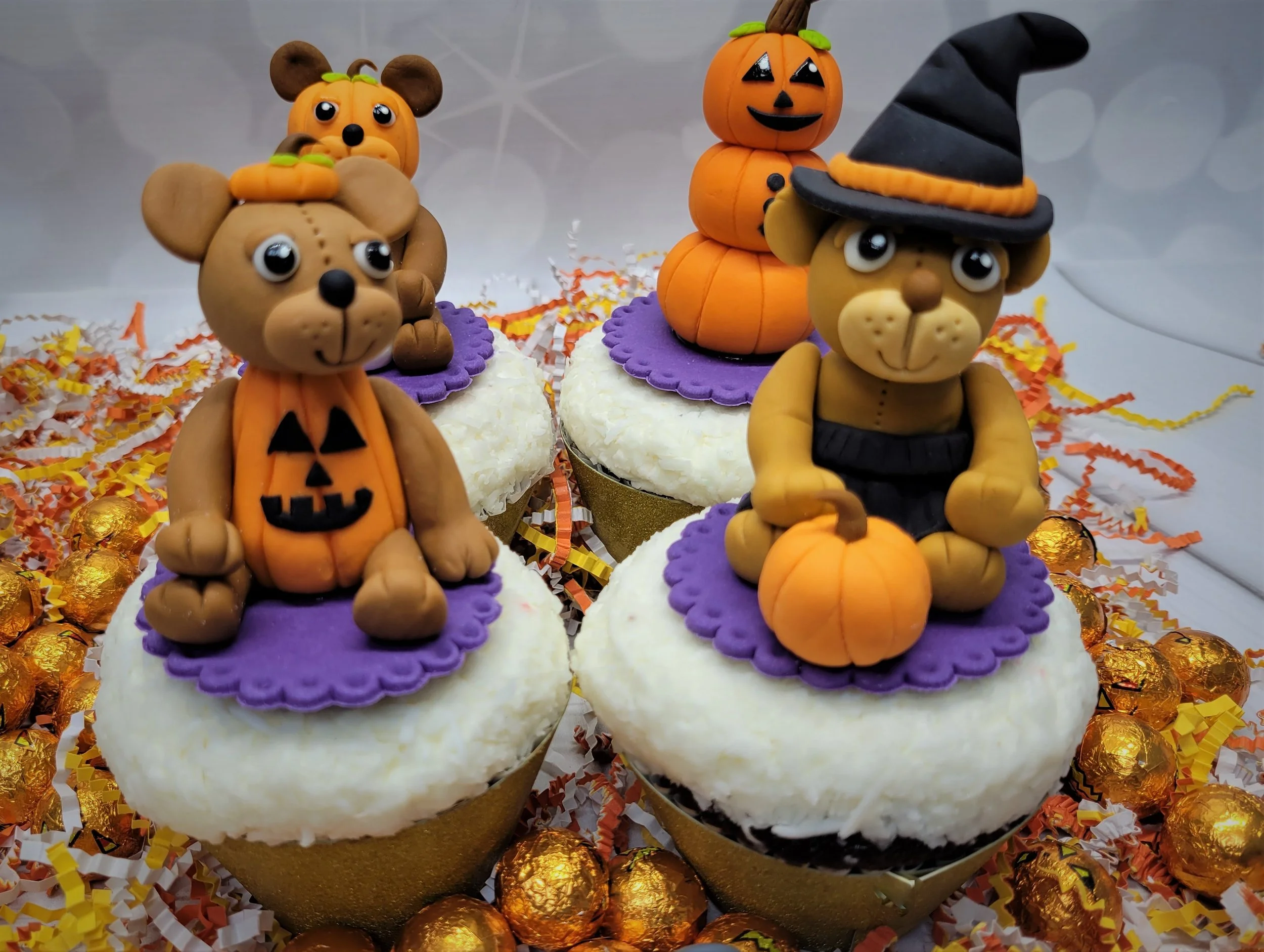 Halloween teddy bear cupcake topper