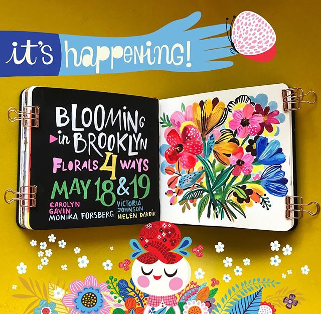 A full day of Floral Painting with @carolynj , @monika_forsberg, @victoriajohnsondesign and me in Brooklyn! Join us on Saturday May 18 or Sunday May 19 for an amazing workshop we&rsquo;ve planned for you! The link is in the header... but, if you woul
