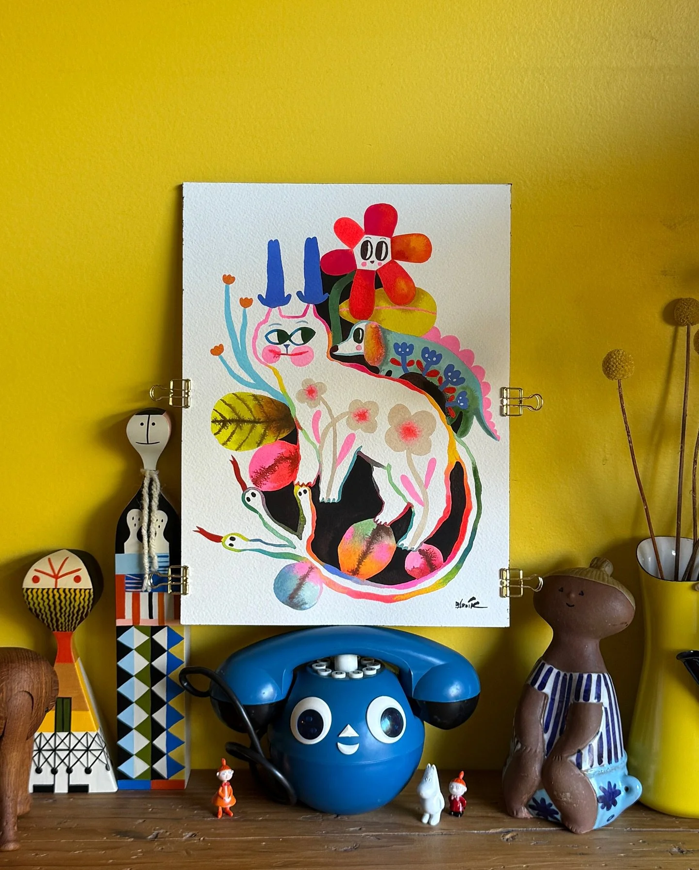 Feline Magic&hellip;
9X12in watercolour &amp; gouache on Arches rough watercolour paper. 

☁️💛☁️

#felinemagic #newart #archespaper #kittycat #hats #flowerlove