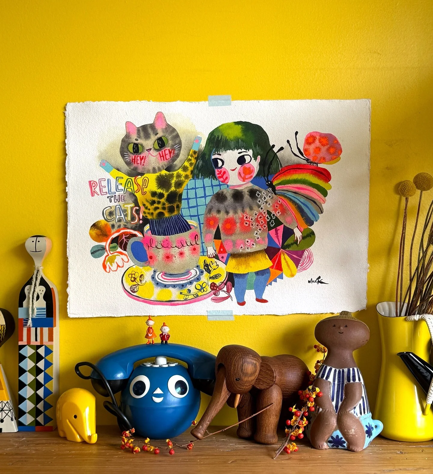 Release the cats!
Watercolour on handmade watercolour paper.
All finished and listed in my shop.

🍒🍒🍒

#coolcat #releasethecats #handmadepaper #watercolorart #felinehumour #kittycat