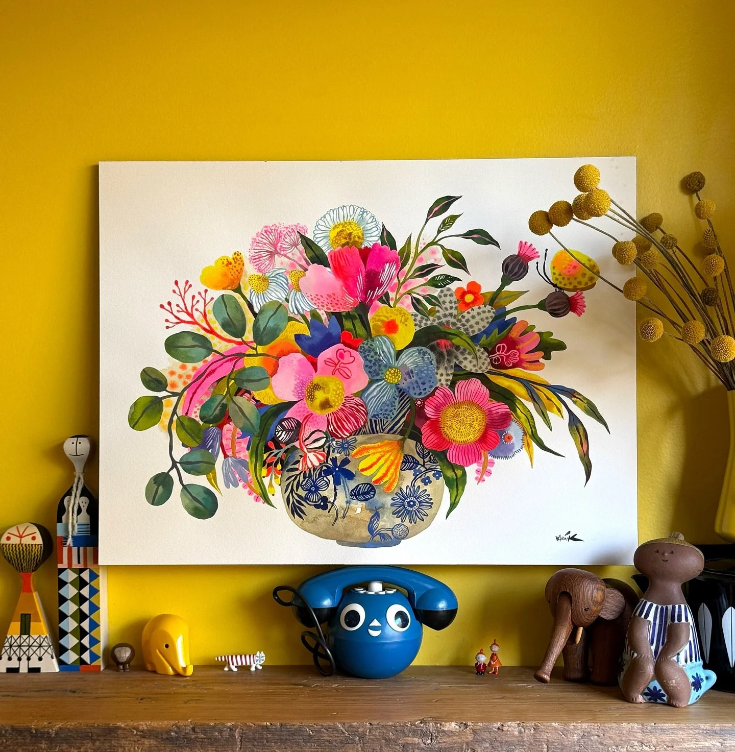 Big fantastical bouquet on 18 x 24&ldquo; cold press Arches watercolour paper. Big blooms on big paper.
I&rsquo;ve added the vase this time to centre and root it.

🫙☀️🫙

#bouquet #flowervase #fantasticalflowers #bigfloral #watercolorflowers #bloomi