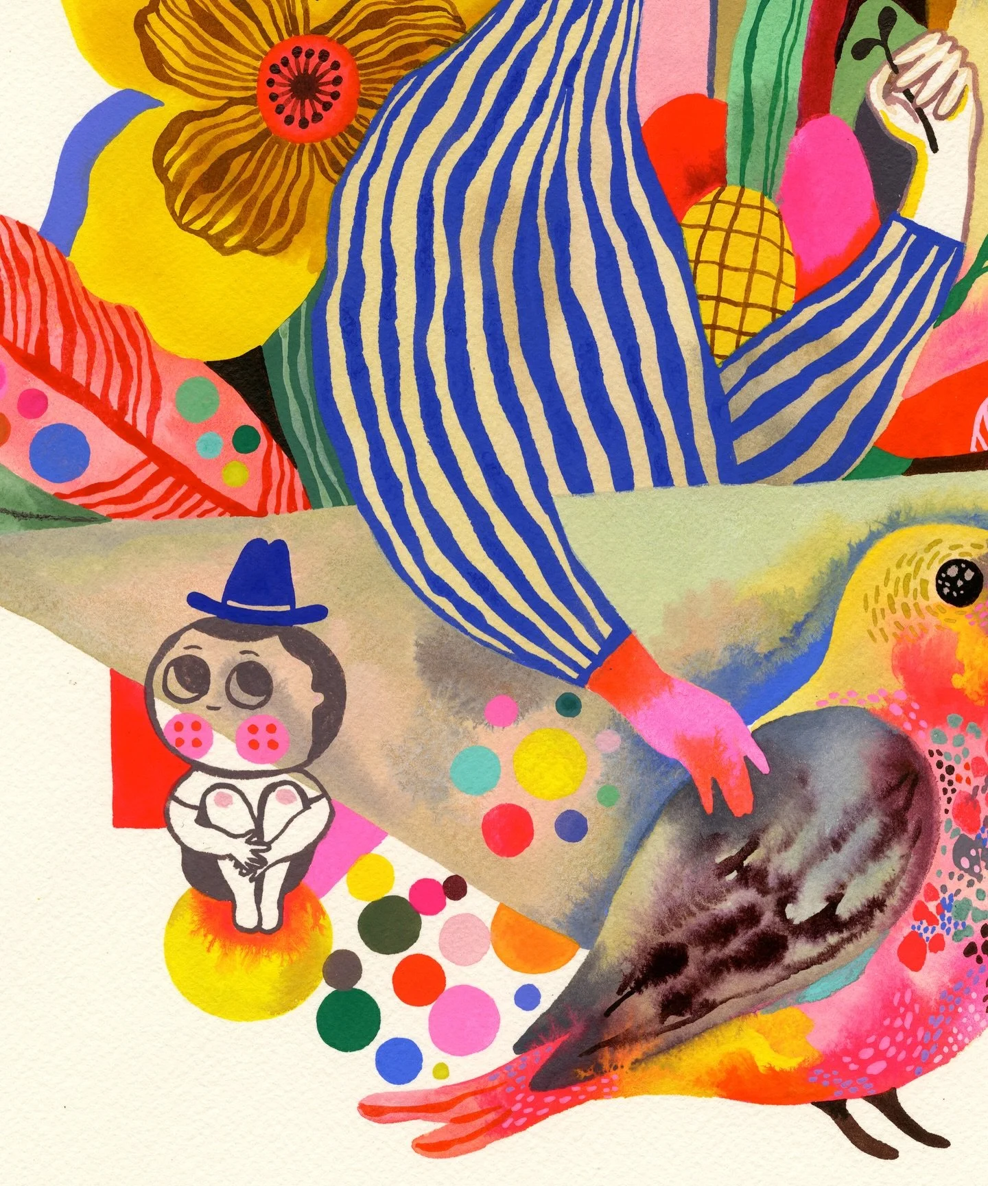 Quiet Moment&hellip;
12X16&rsquo; watercolour and gouache on Arches cold press paper. 
I love the trinity here.

🌿☀️🐦

#semiabstract #newart #peacefull #trinity #stripes #harmony #abstract