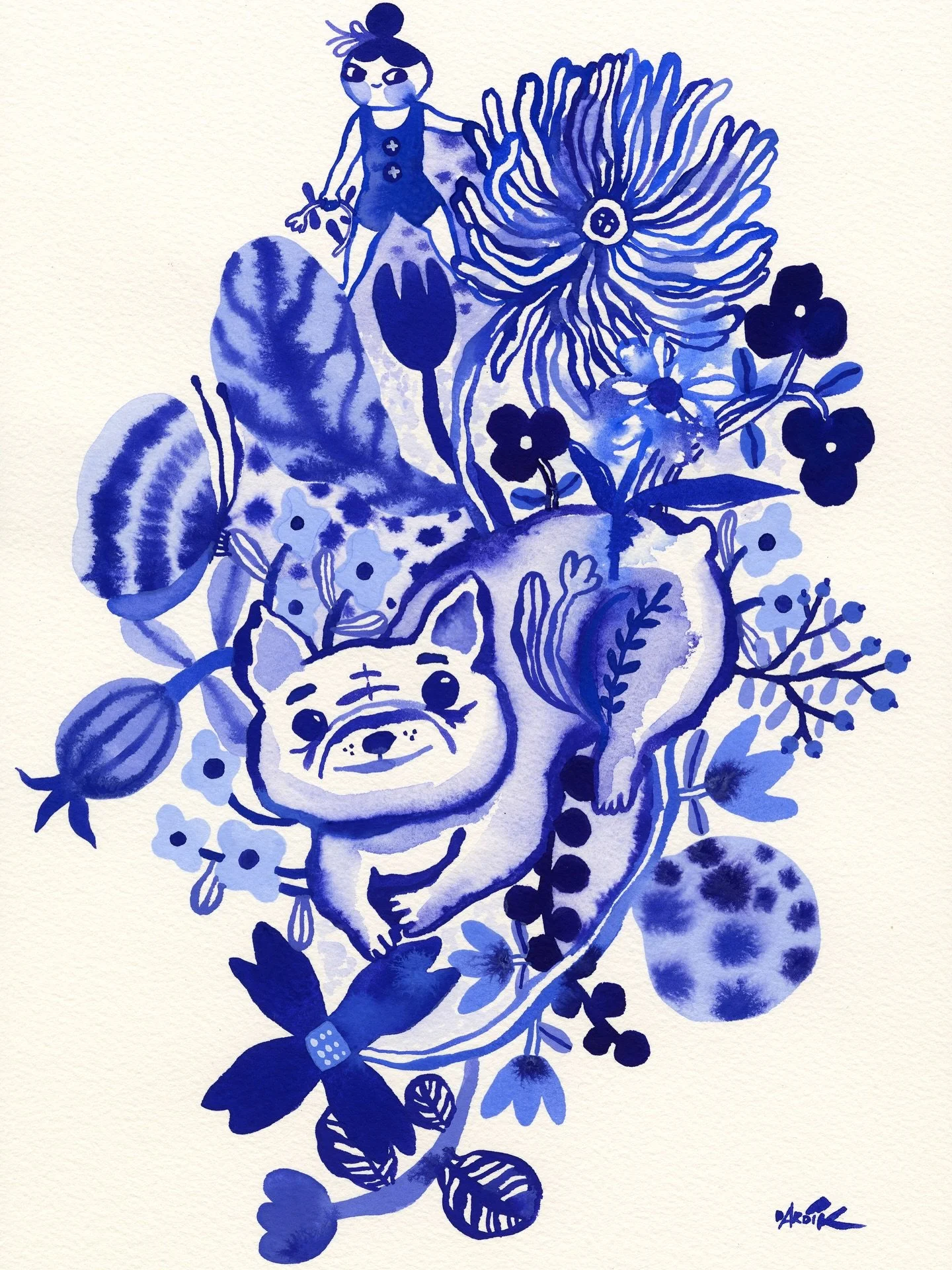 Blue puppy 💙
finished and listed in my shop.

🕊️💙🕊️

#puppy #blue #💙 #arttoday #flowersinblue #frenchie #doglove