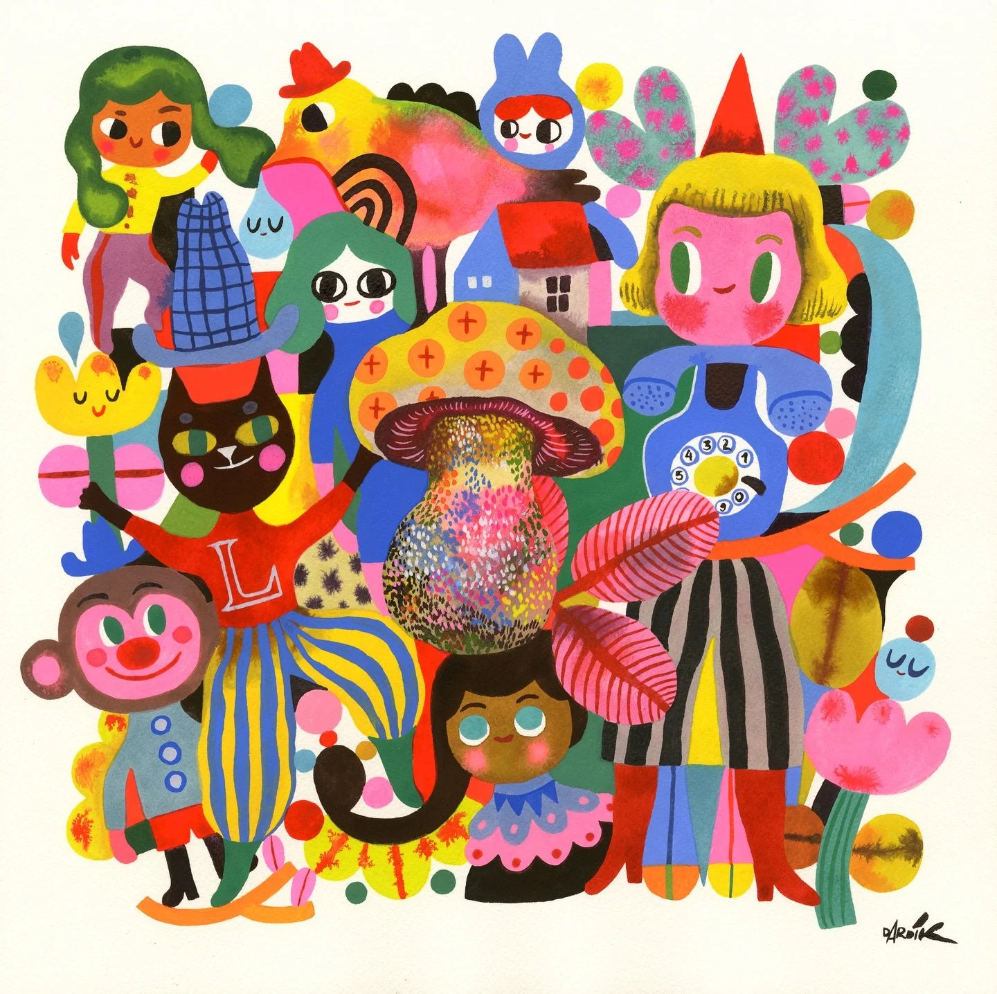 The sweet little gang is all here&hellip; I had great fun assembling all the characters on a square piece of paper. I hope they&rsquo;re doing our nature delight, you and brightens your day.

☁️☀️☁️

#sweetfriends #weareallwrirdinhere #cute #fundesig