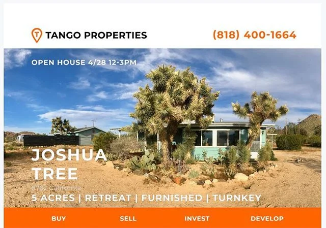 Visit us for our Open House Today 12-3pm. Beautiful 3 bedroom - 1 bath - 1400 sq ft on 5 screws in Joshua Tree. You can grab ice cream and head over to the National Park. #joshuatreenationalpark #openhouse #justlisted