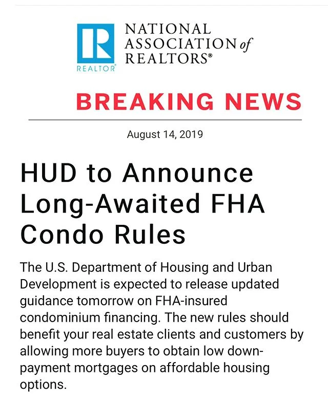 YAY! Exciting news about FHA loans for Condominiums. More news to come so if you want to put less down payment for a purchase of a condo give us a call 818-400-1664 #condopurchase #realtor #fhaloan #buyerswanted #invest