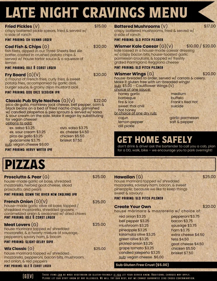 Late Night Menu