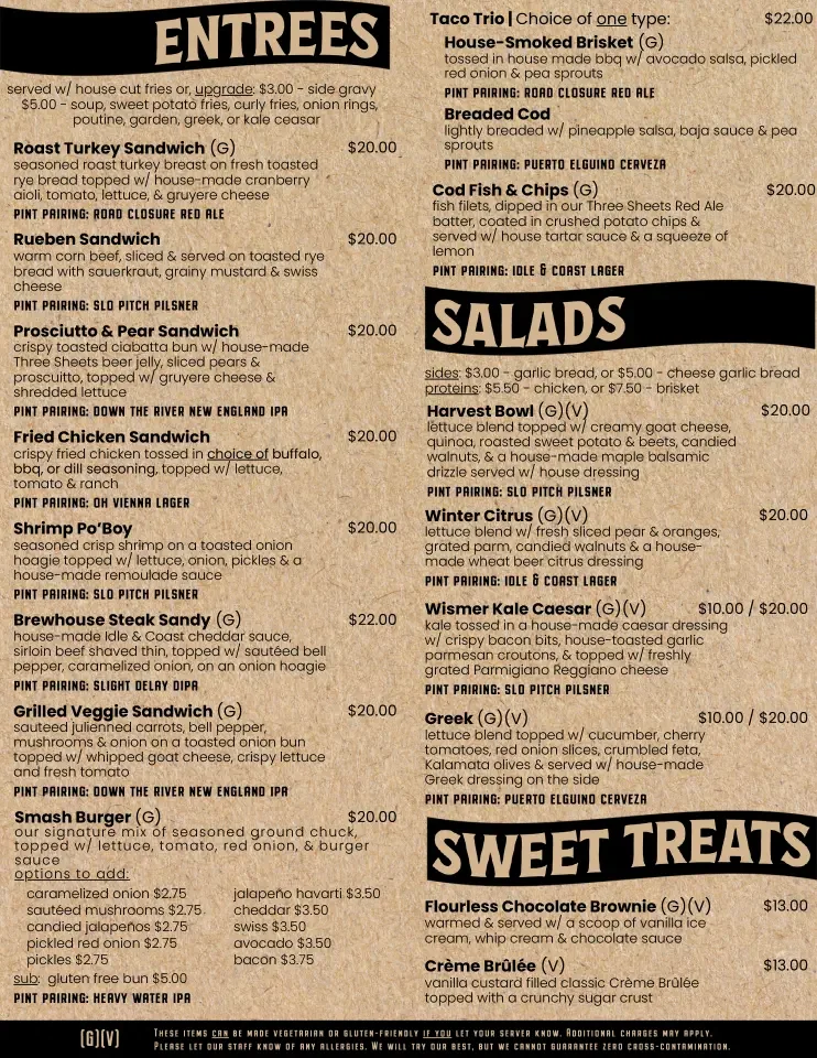 Entrees & Salad Menu