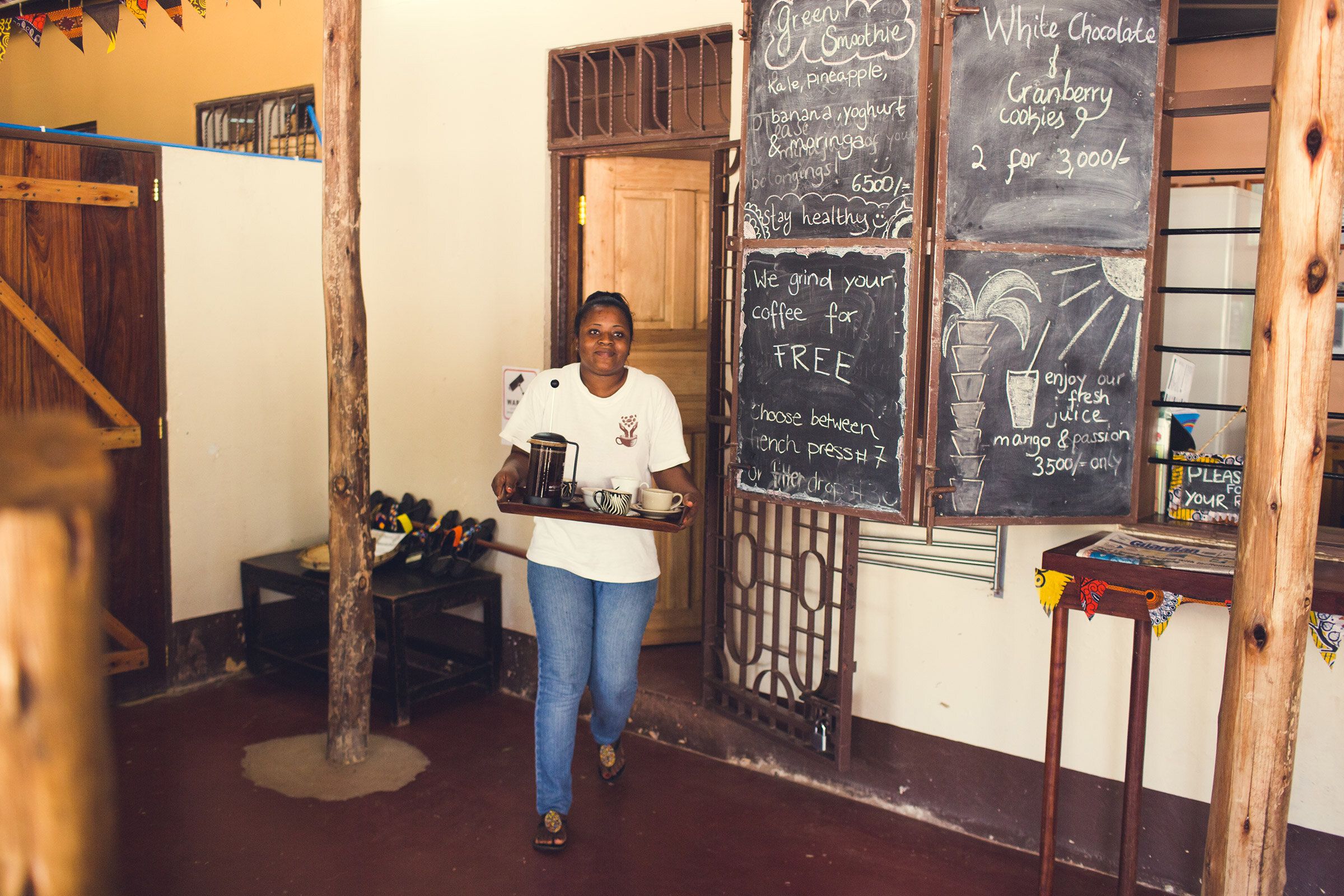   Wamama Kahawa, a quaint cafe that was a community gathering place in Dar es Salaam, Tanzania.  