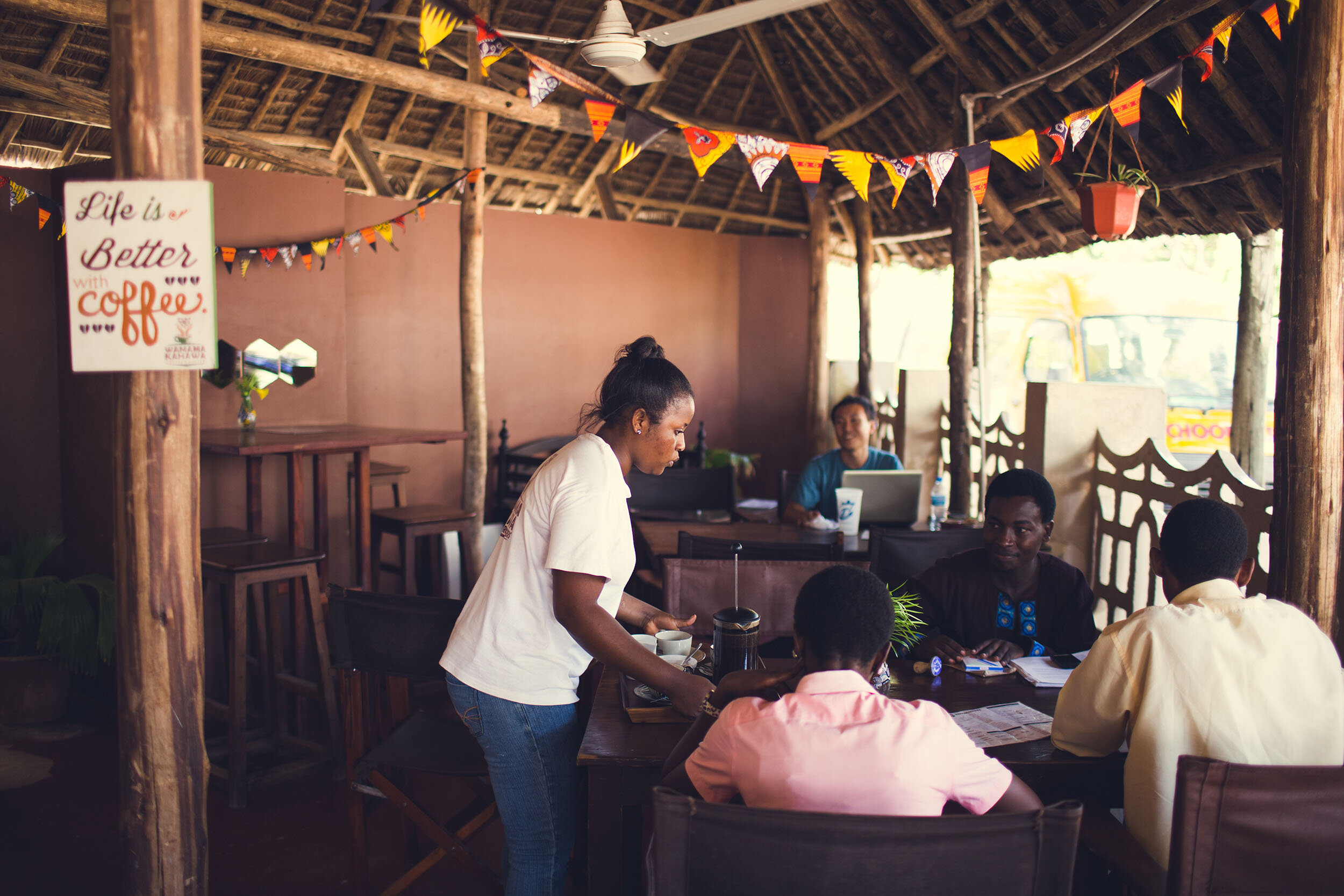   Wamama Kahawa, a quaint cafe that was a community gathering place in Dar es Salaam, Tanzania. 