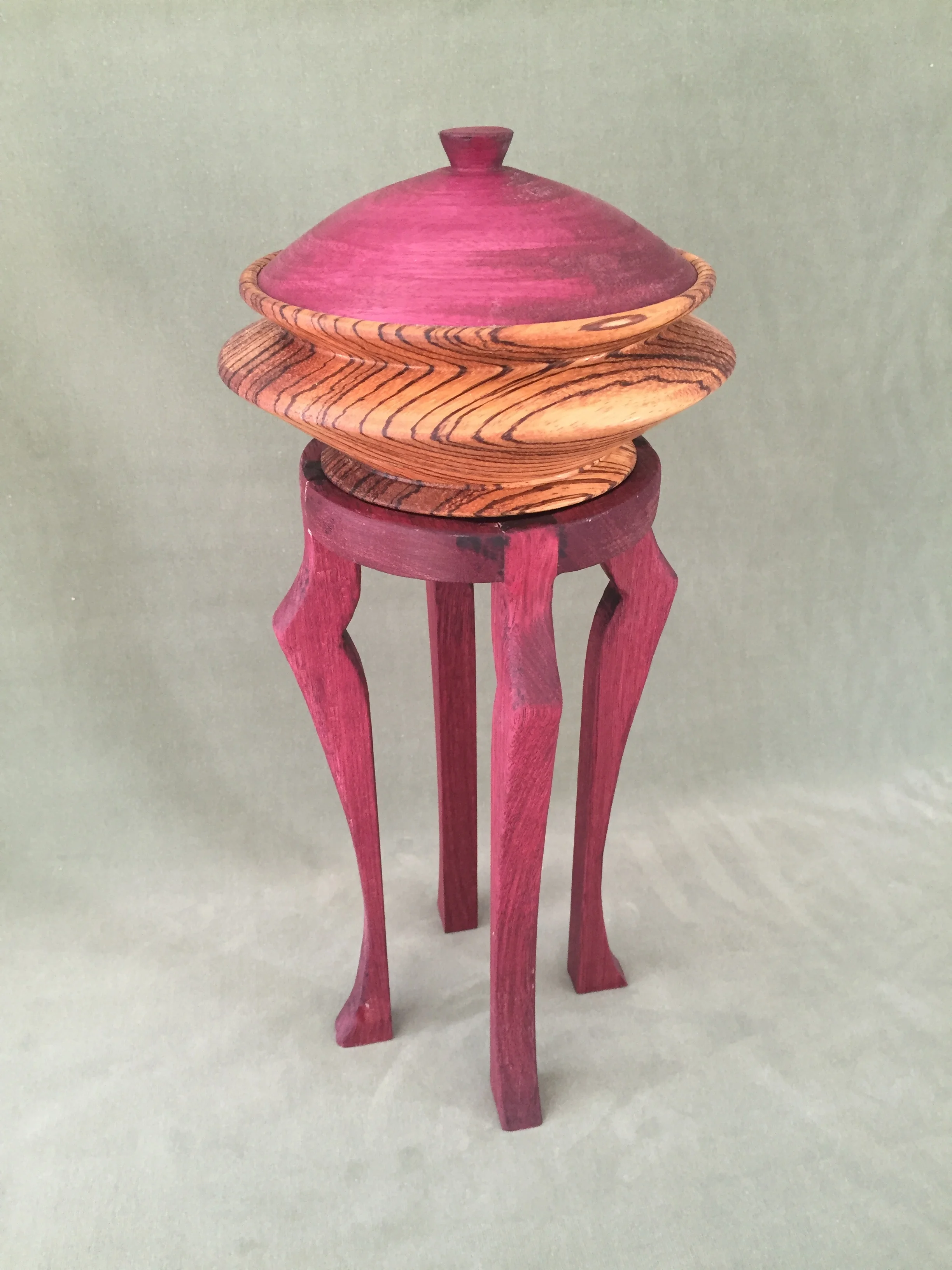 Purpleheart/ Zebrawood Bowl with Stand