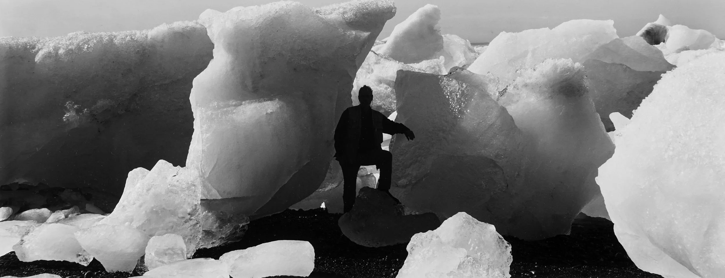  Michael A. Smith  “Self Portrait, Jokulsarlon, Iceland, 2006”  8”x20” vintage silver gelatin print  Signed and dated on recto. Titled, dated and numbered on verso. 