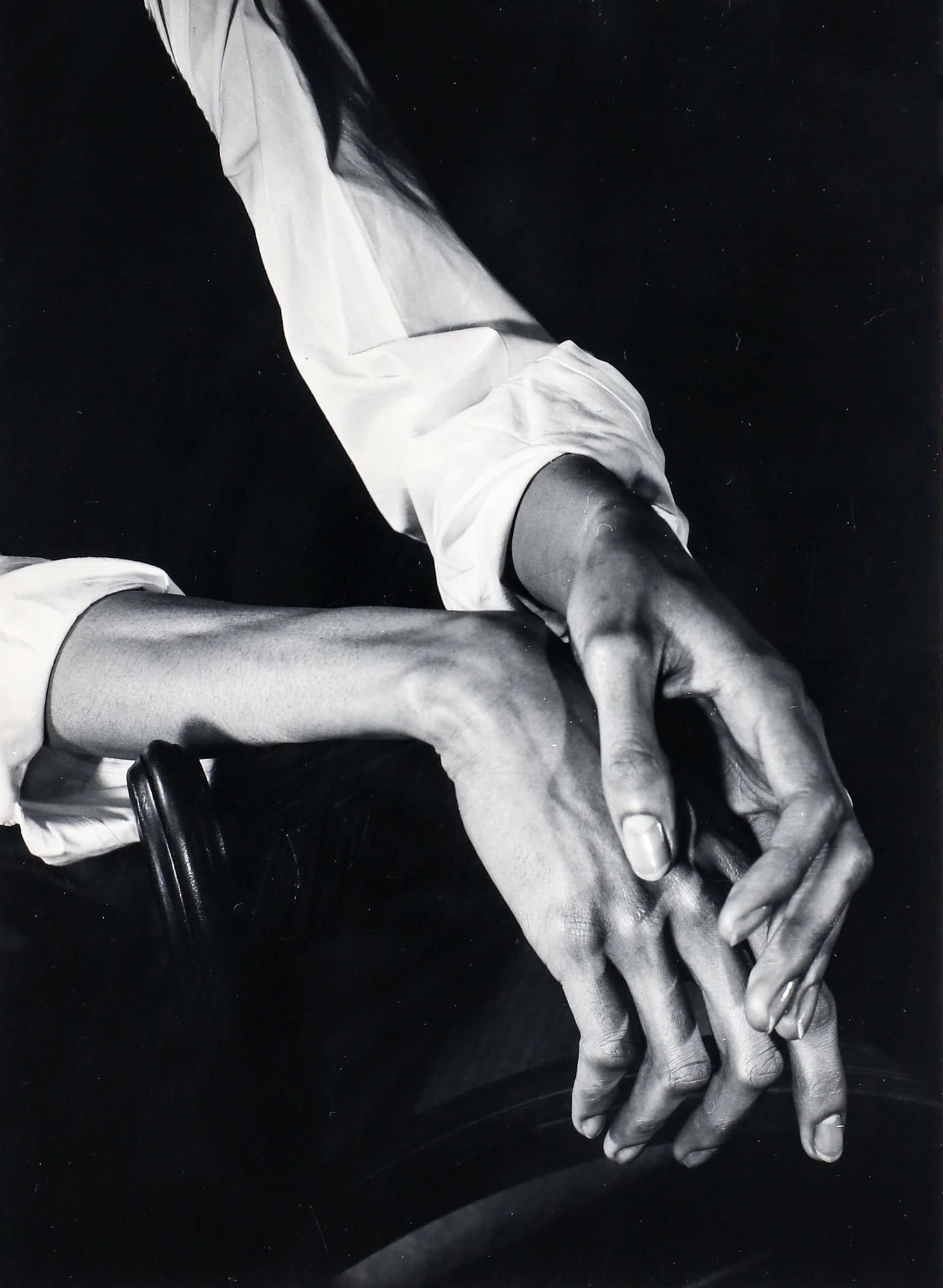Minor White  Hands, 1949  4”x5” vintage silver gelatin contact print  Signed and dated in pencil on mount