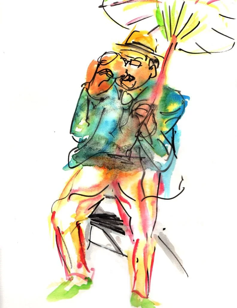 Bowler Hat Guy with model Johnathon Cripple