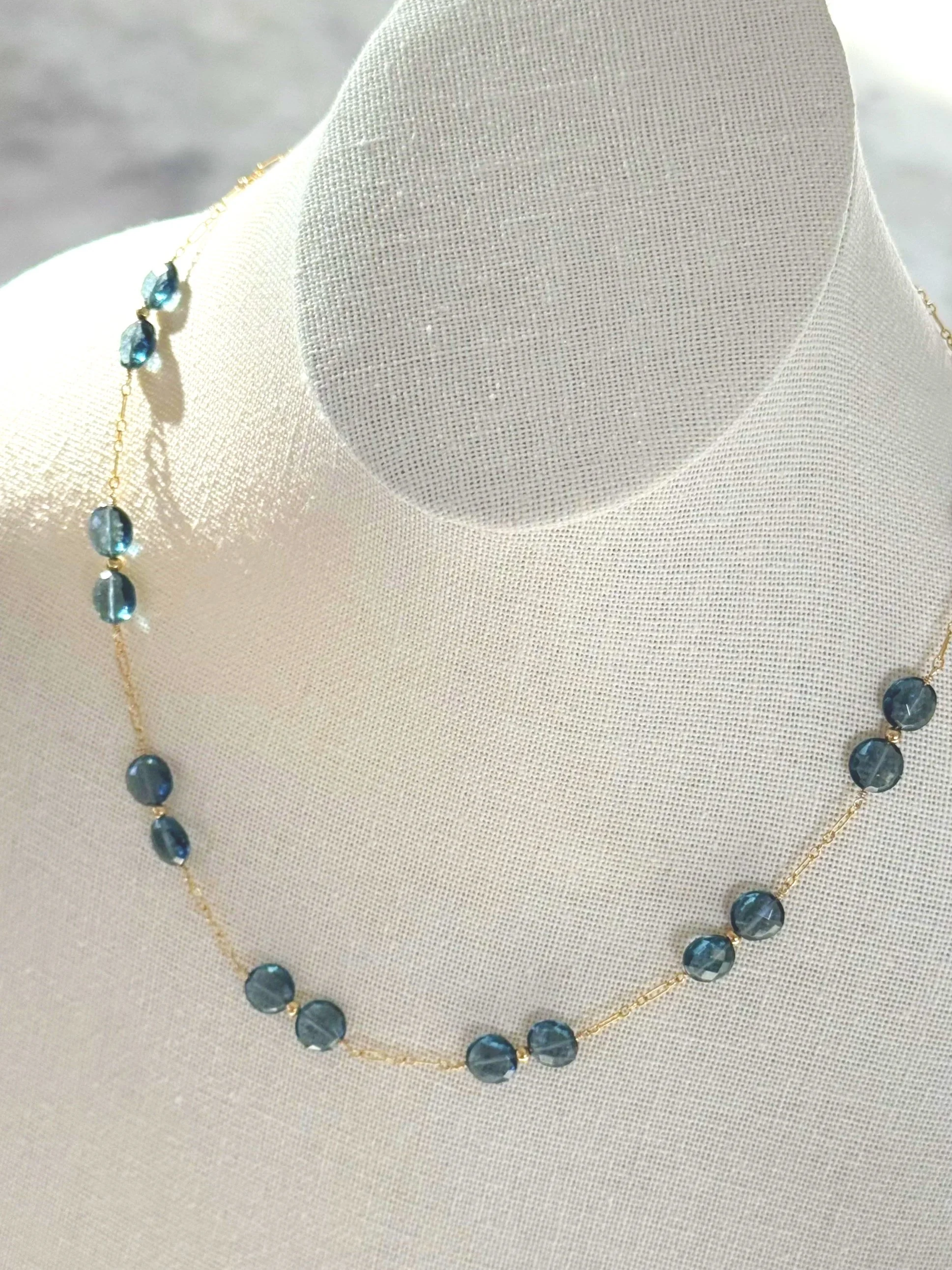 London Blue Topaz Gemstone Link Necklace