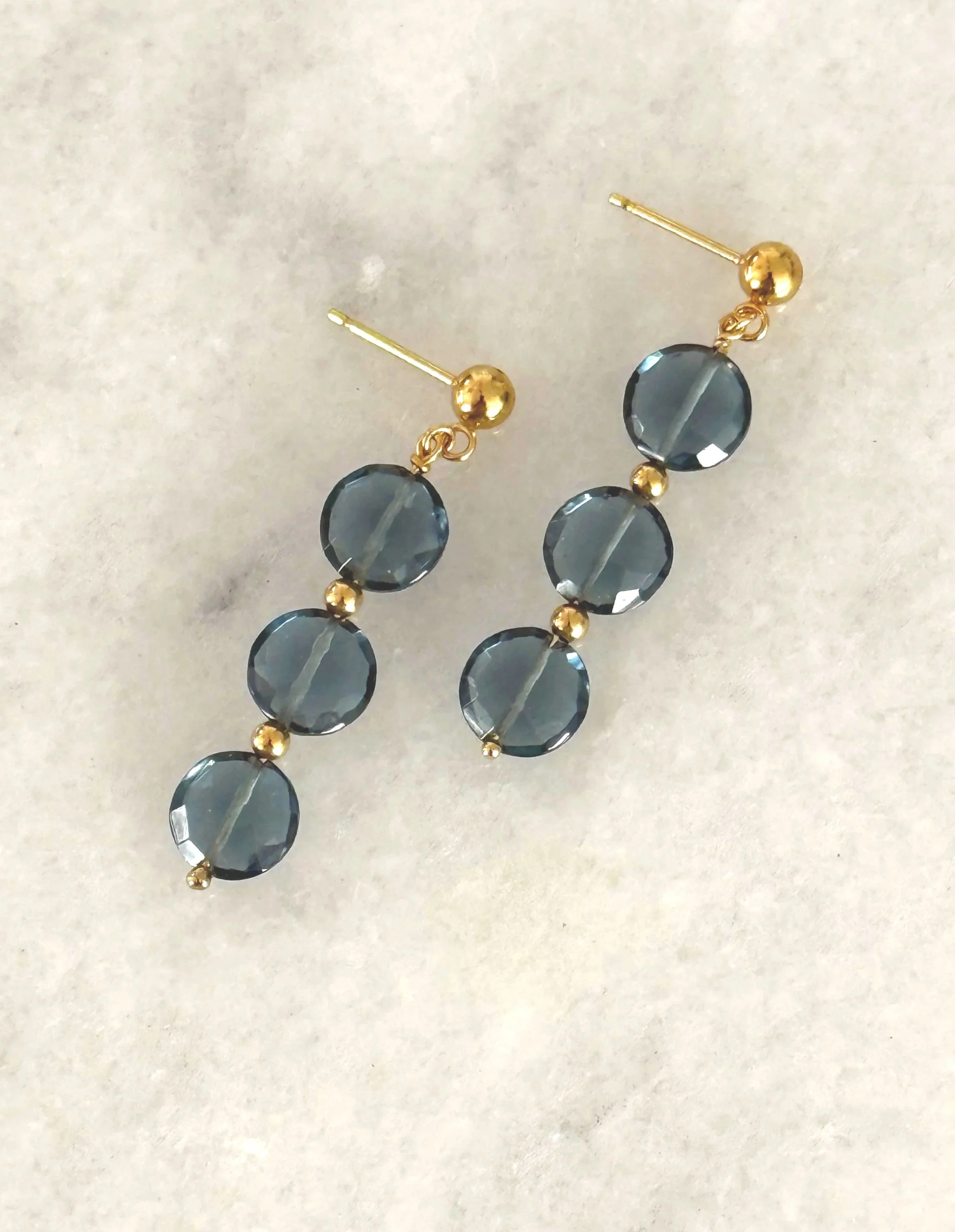 London Blue Topaz Gemstone Trio Earrings