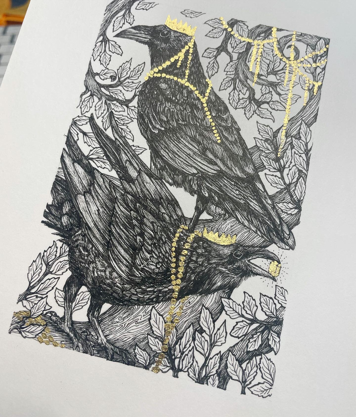 The next new pieces I&rsquo;m working on are going to be etchings! But before I get to the copper, I&rsquo;ve made original drawings that I will then transfer to the plates. First up, is a new raven illustration! The edition of my original &ldquo;Hoa
