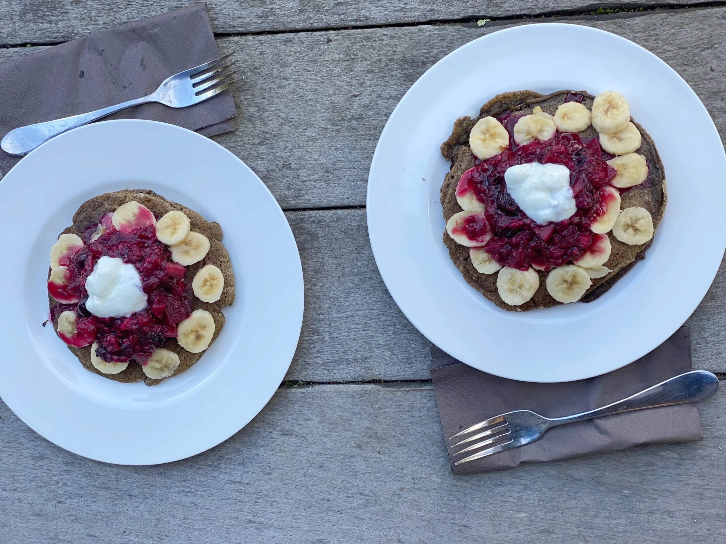 Buckwheat Pancakes with Berry Apple Compote