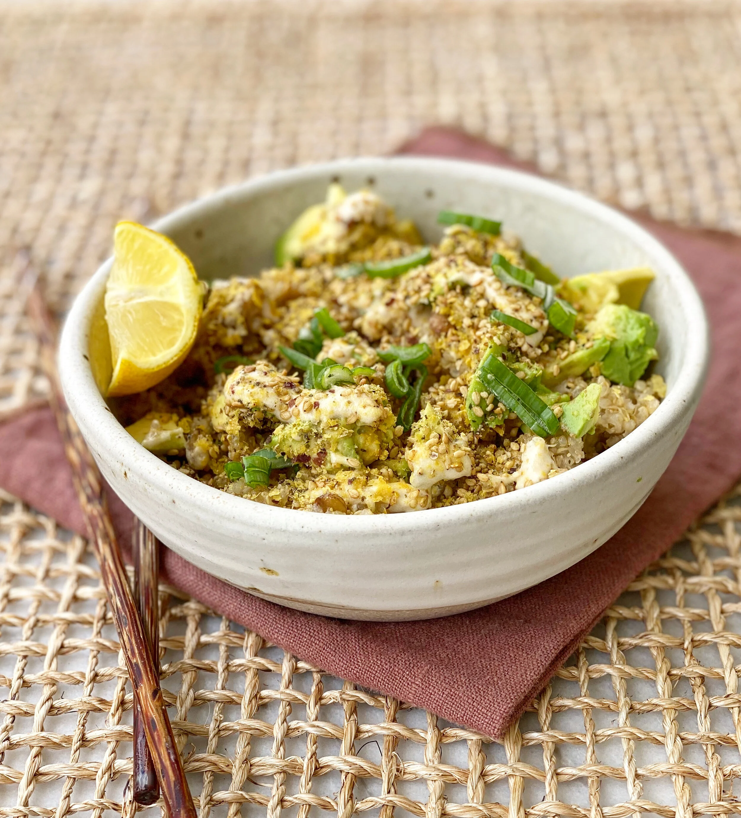 Yummy Gorgeous Grains With Tahini Lemon “Cream”