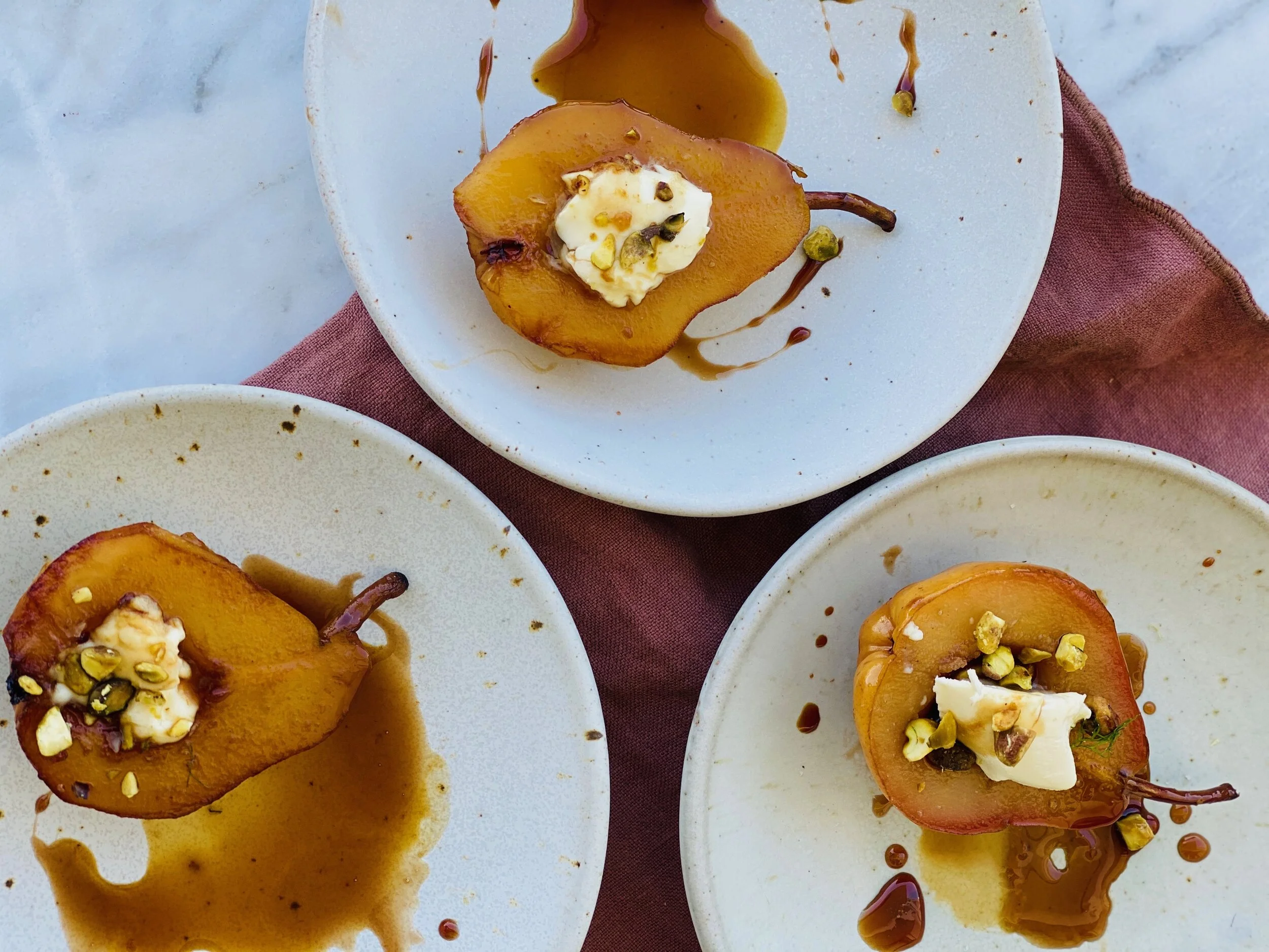 Poached Pears with Pomegranate Syrup