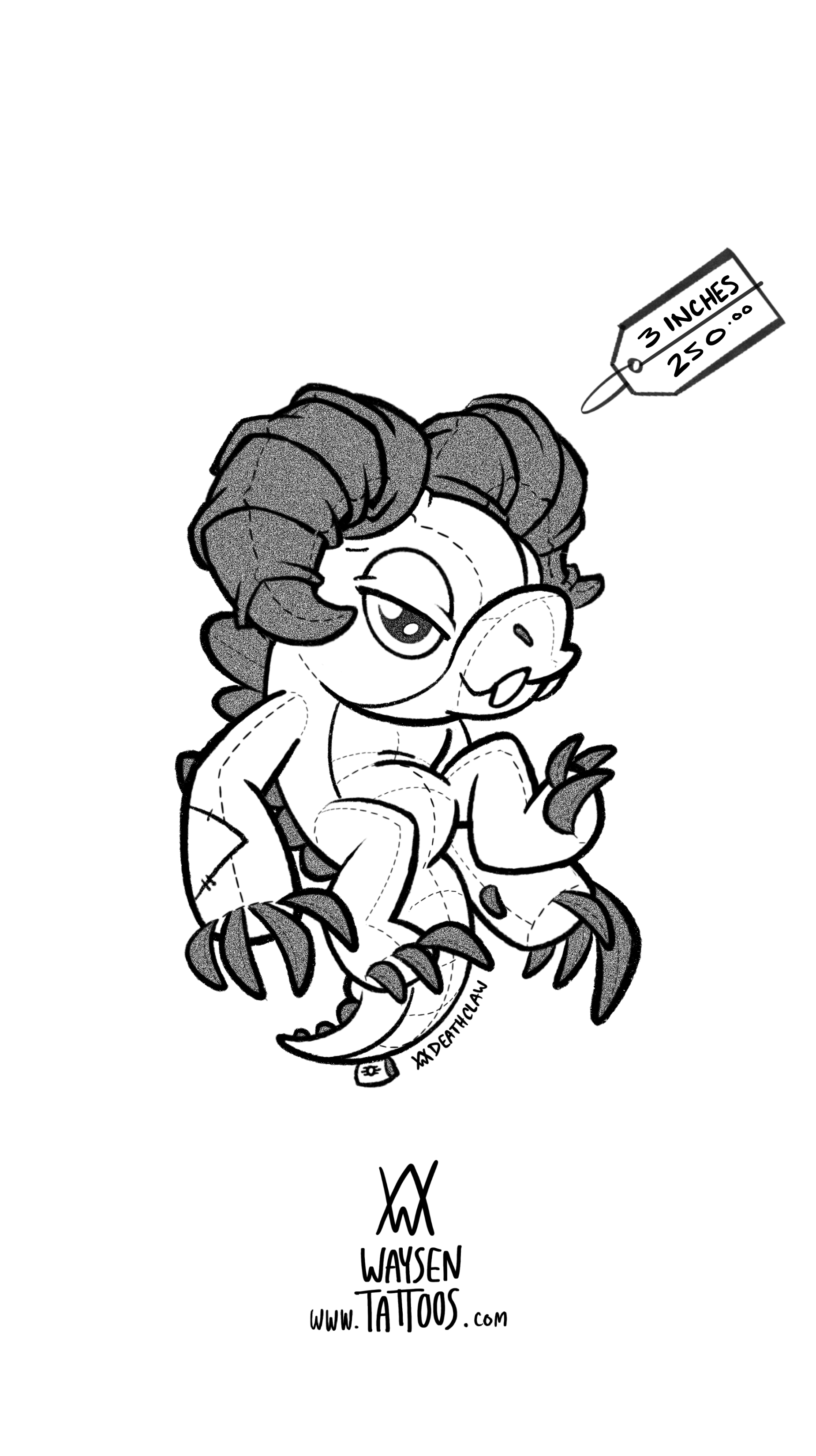 DEATHCLAW ✦ Arm or Leg ✦ 3 inch min ✦ Linework 250