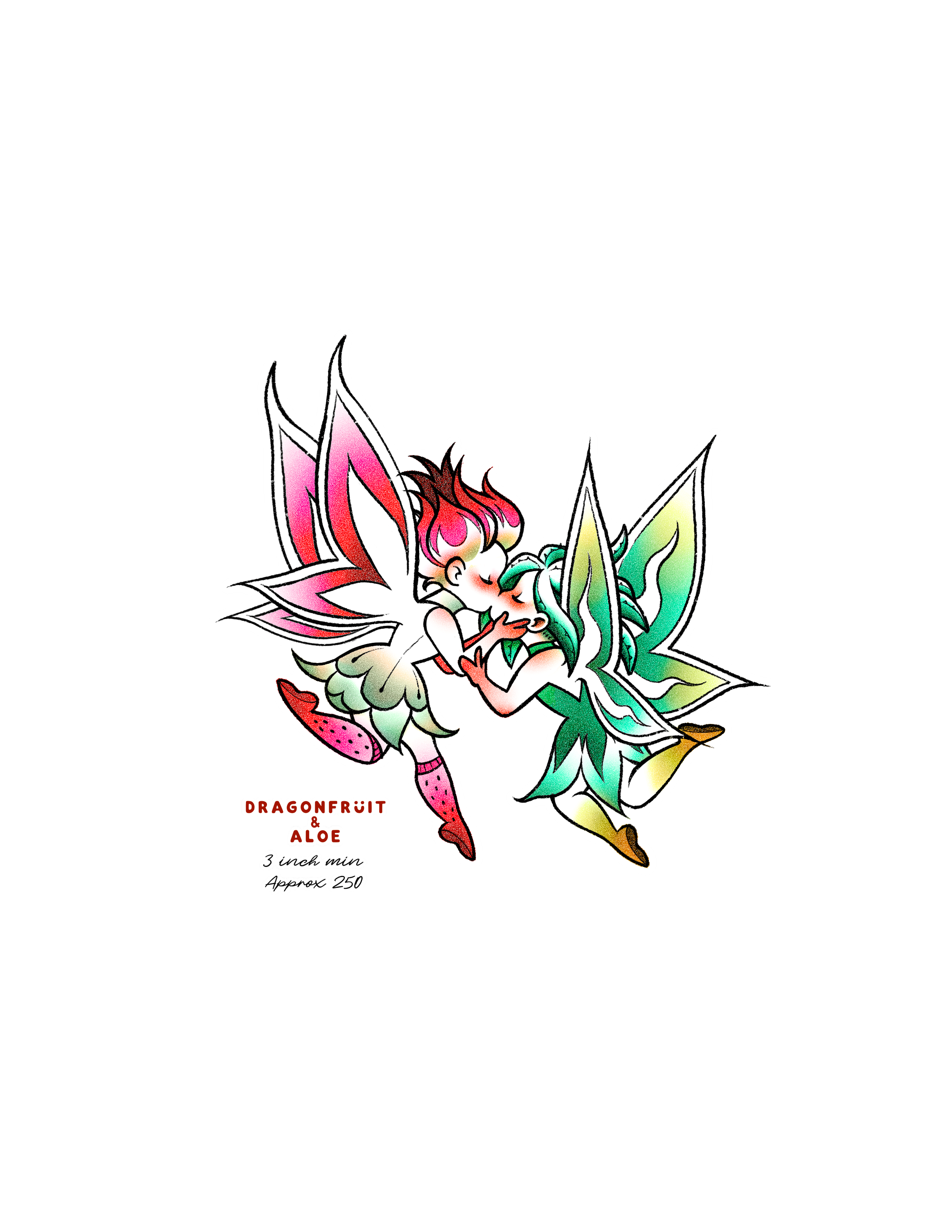 DRAGONFRUIT & ALOE ✦ Arm or Leg ✦ 3 inch min ✦ Colour 250