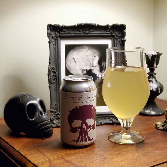 Stopped by @thirstyandmiserable_bar and grabbed a Spirit of the Woods, a gin botanical cider, by @revelcider. It's a favourite of mine, not just for wonderful flavours but also the aesthetic. Fan of skulls.

#cider #instacider #skulls