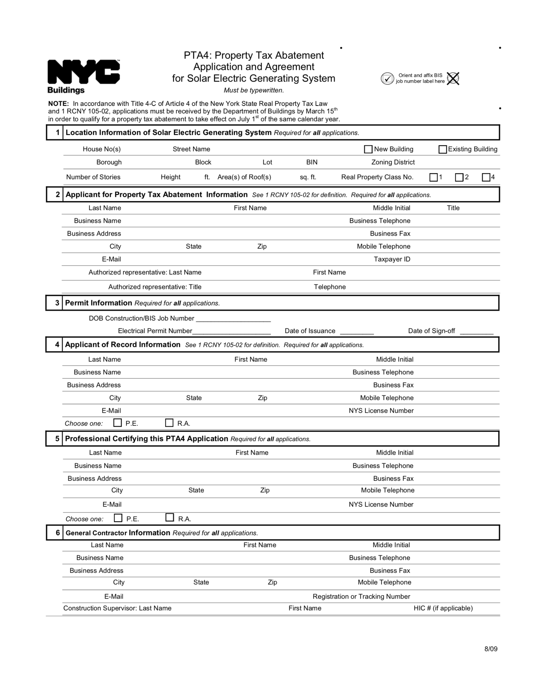 NYC Solar Property Tax Abatement Form PTA4 Explained Sologistics 