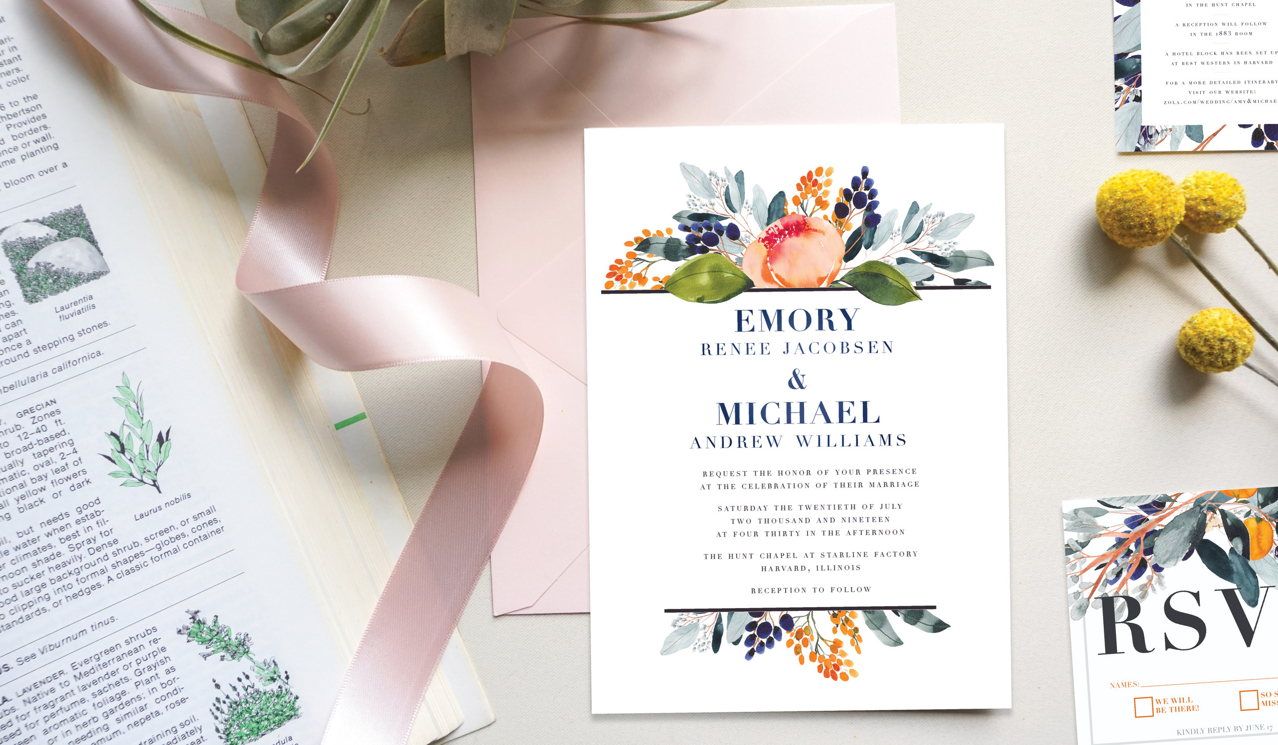 Floral Wedding Invitation Botanical Paper Design.jpg