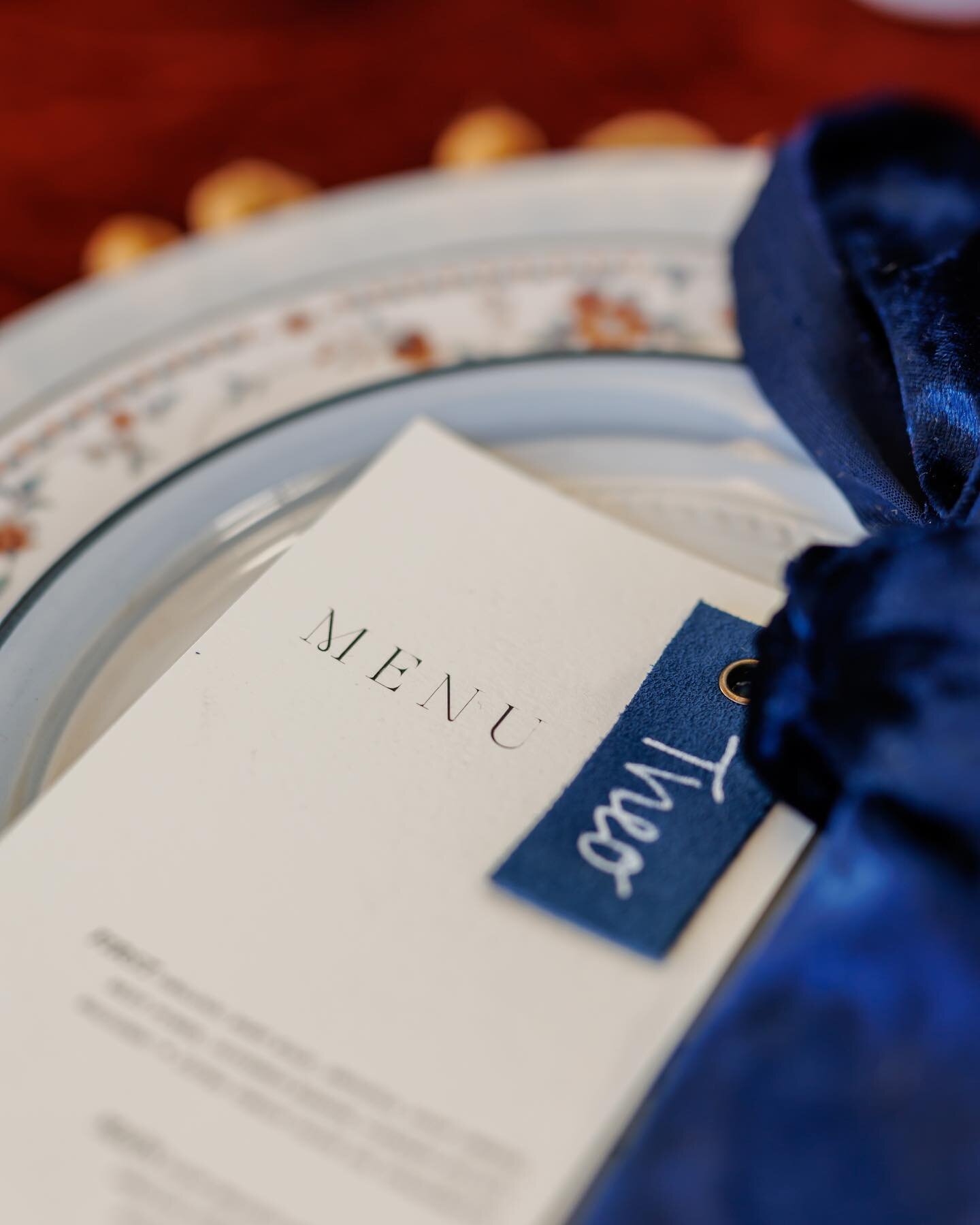 Menus are one of the only pieces at your wedding that guests will actually hold in their hands. 
High quality, heavy paper is our baseline, but we print menus on luxe paper with a bit of extra texture. It&rsquo;s fancy, and they&rsquo;ll notice! 😊

