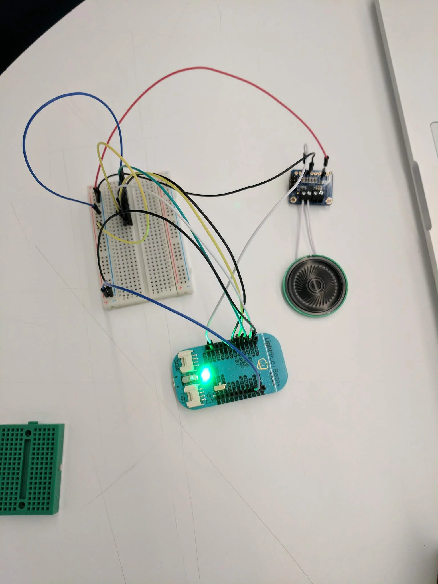 We quickly realized that there were other microcontrollers (like BlueBean+) that had accelerometers and built in, rechargeable batteries, so we began testing with that. To our dismay, there was very little hardware support with this board and we quickly had to move on.