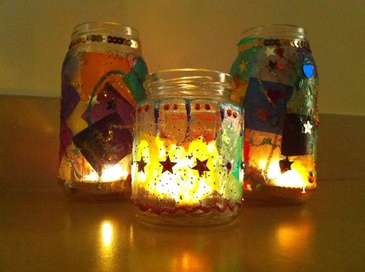 Colorful Tea Light Jars (ages 5-12)