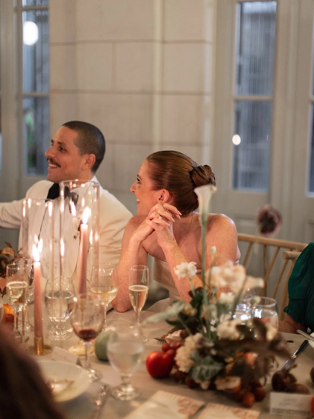 Reception moments 🥂✨

Photographer | @giannaleofalcon 
Venue | @purslaneattheboathouse 
Florals | @bloomsbyapril 
Coordinator | @thedayofcompany 
Dress | @sarahseven 
Hair/Makeup | @beautyiconnyc 
Shoes | @manoloblahnik 
Suit | @zegna @tomford