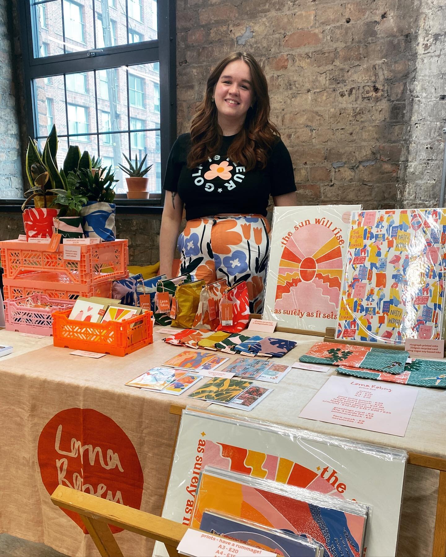 all set up here at @chapters_of_us for @lplprint market today!! i&rsquo;ll be here 11-5 with such a lovely bunch of artists selling printy bits and bobs - come down if you&rsquo;re in liverpool today! 🥰🌞🎨