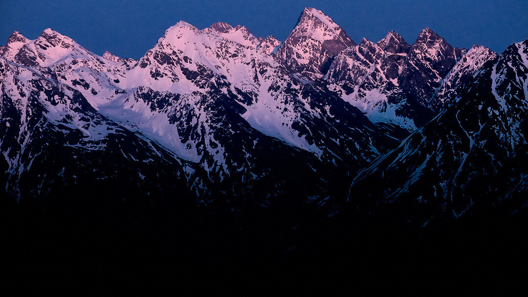 The Silvretta mountain range in the evening light