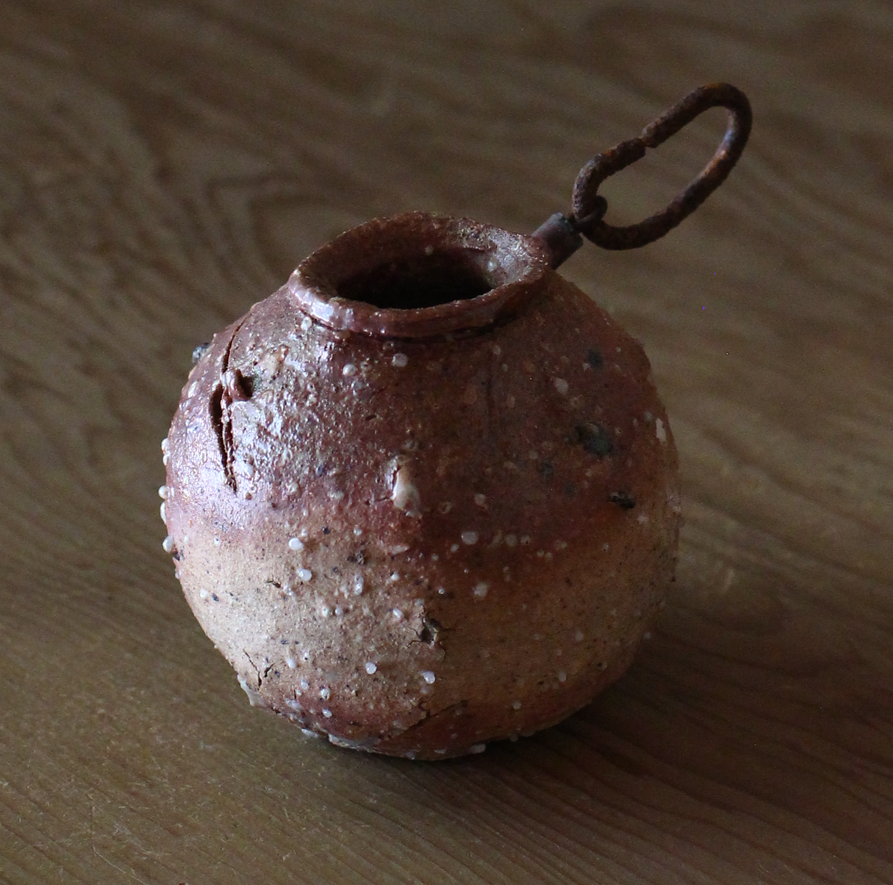 辻村史朗 信楽掛花入|Shiro Tsujimura, Hanging vase, Shigaraki style