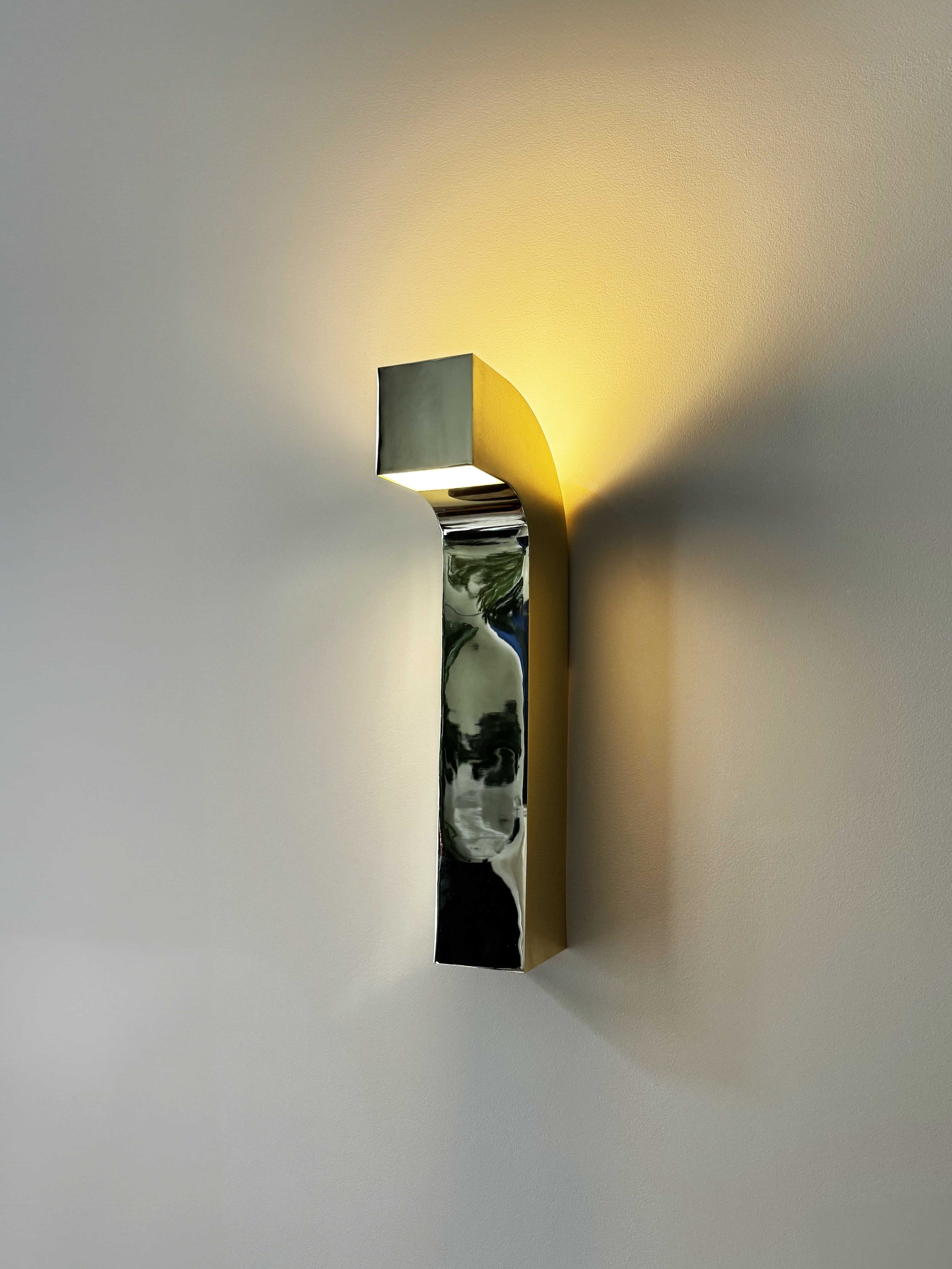 FOLD lampe mur applique en chrome et laiton doré année 70, LED, dimmable