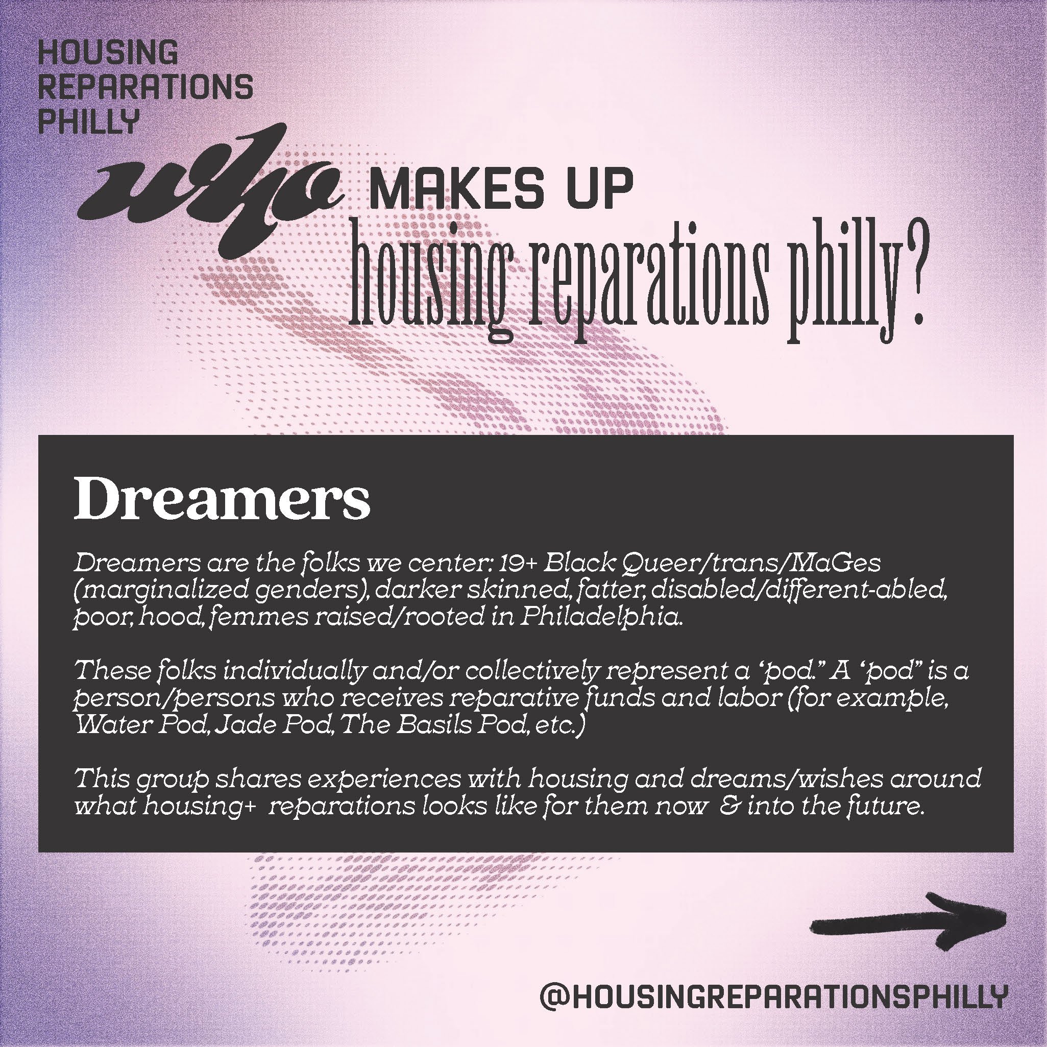 Reintroduction, Social Media Slides for Housing Reparations Philly 