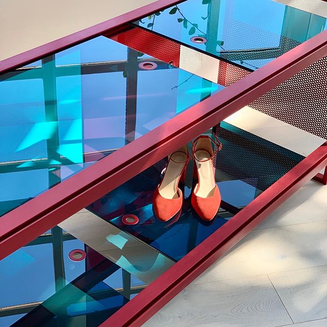 Wanderlust Cabinet in aquatic glass and coral aluminium. 
#design #cabinet #glasspanels #loft #coral #minimalistic #modular #colormood