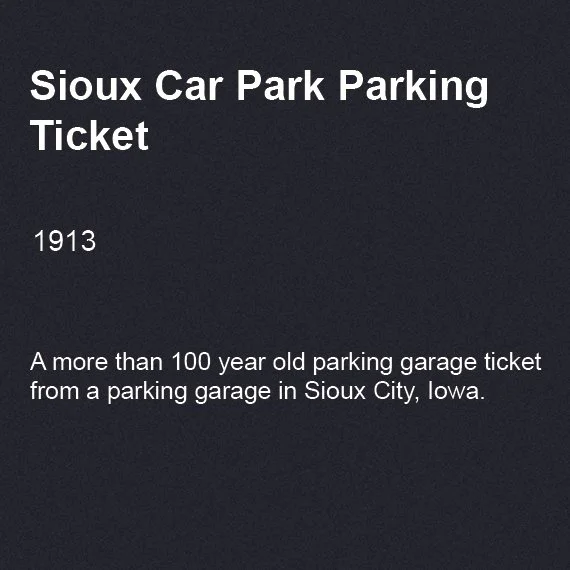 Sioux Car Park Parking Ticket, 1960s