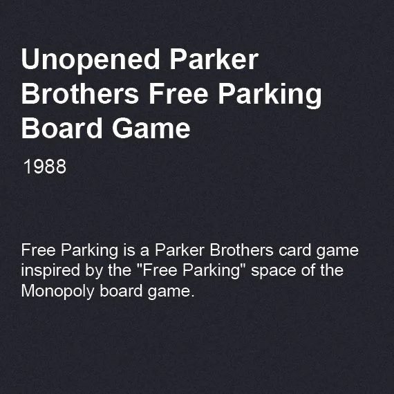 Unopened Parker Brothers Free Parking Board Game, 1988