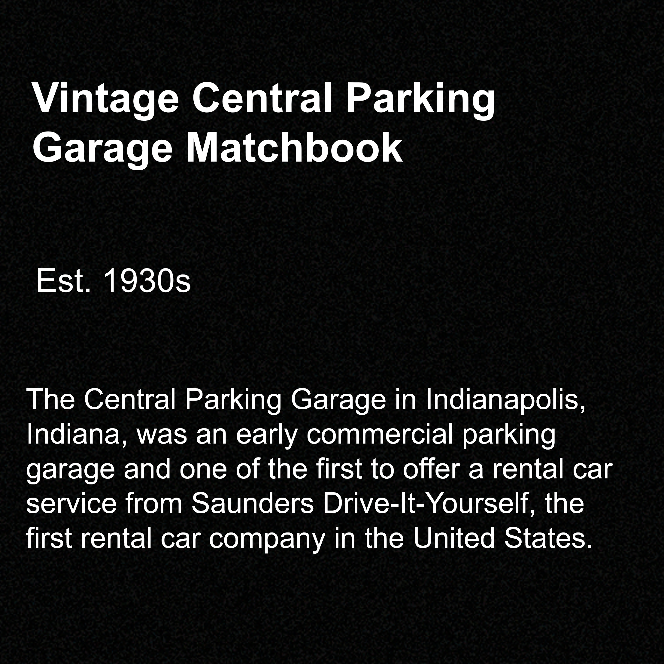 Vintage Central Parking Garage Matchbook