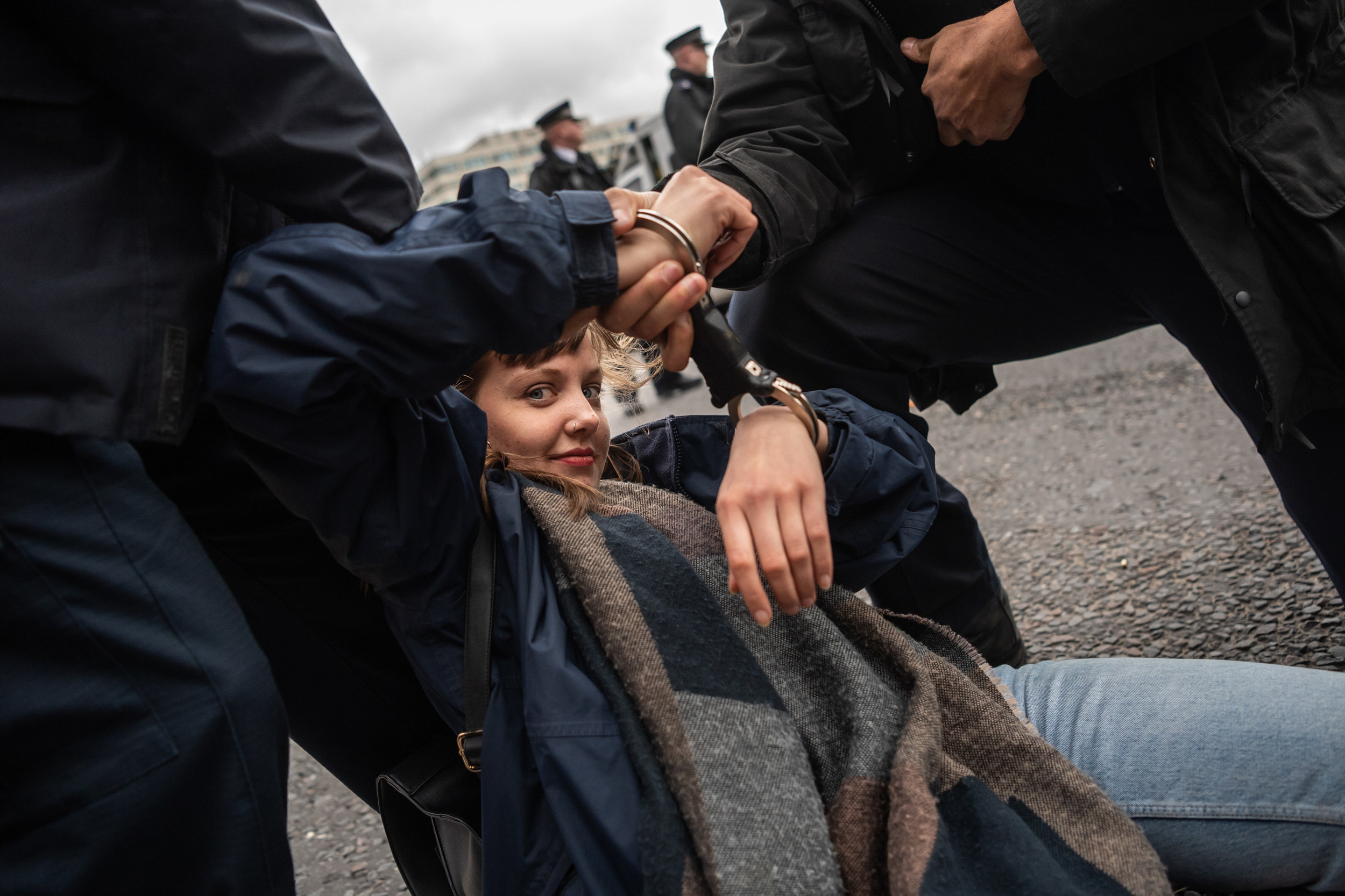  Emma, 18, one of two students arrested by police on Westminster Bridge at an �after party� following an international day of action by schoolchildren protesting inaction over climate change.
Photo by Guilhem Baker, 15 March 2019
 