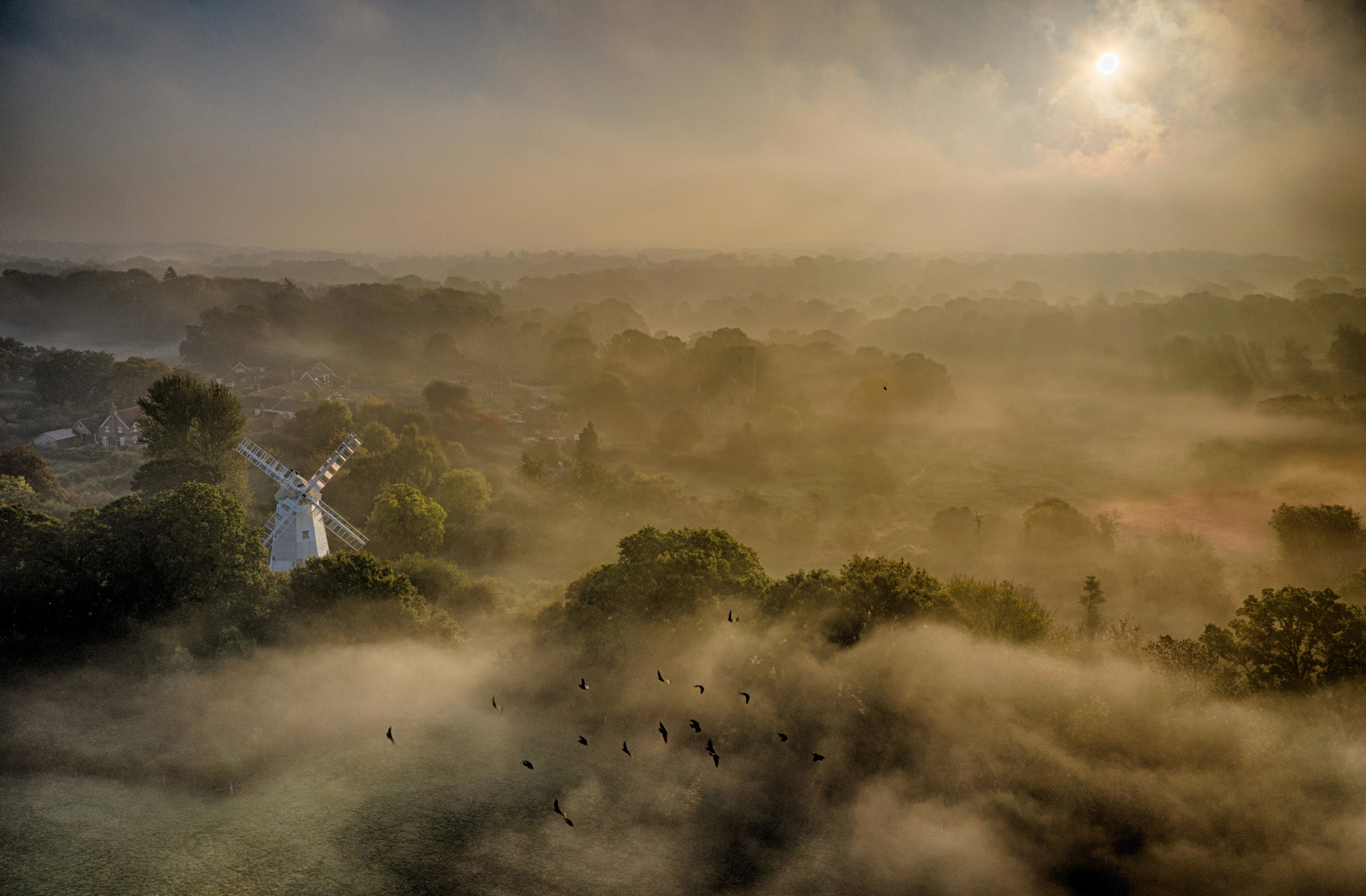  The morning mist swirls around Shipley Windmill in West Sussex, made famous as the home of fictional television detective Jonathon Creek, on what was to become one of the hottest October days on record.
Photo by Chris Gorman, 10 October 2018
 