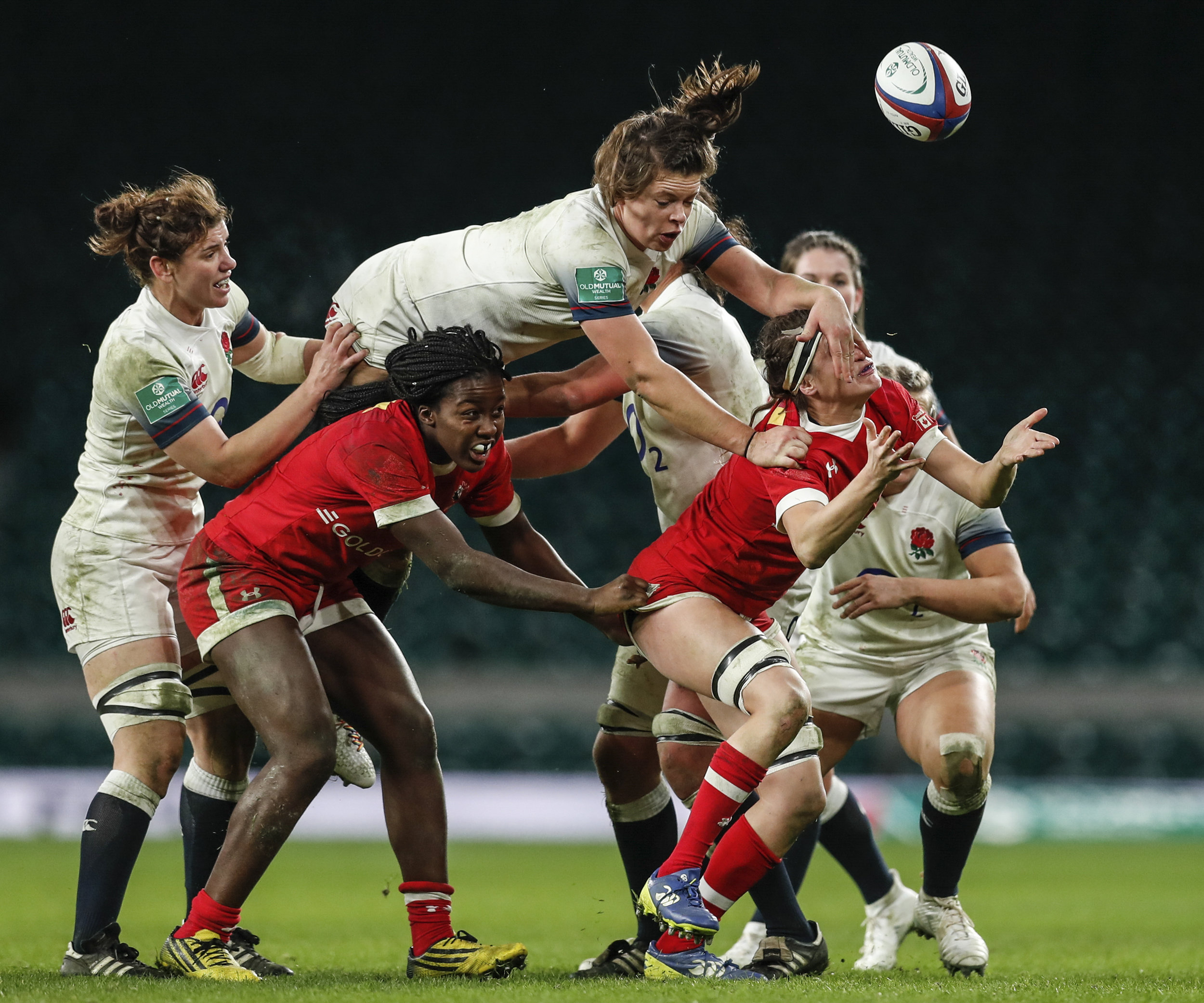  England play against Canada in a women's rugby international at Twickenham Stadium, London.
Photo by Eddie Keogh, 25 November 2017
 